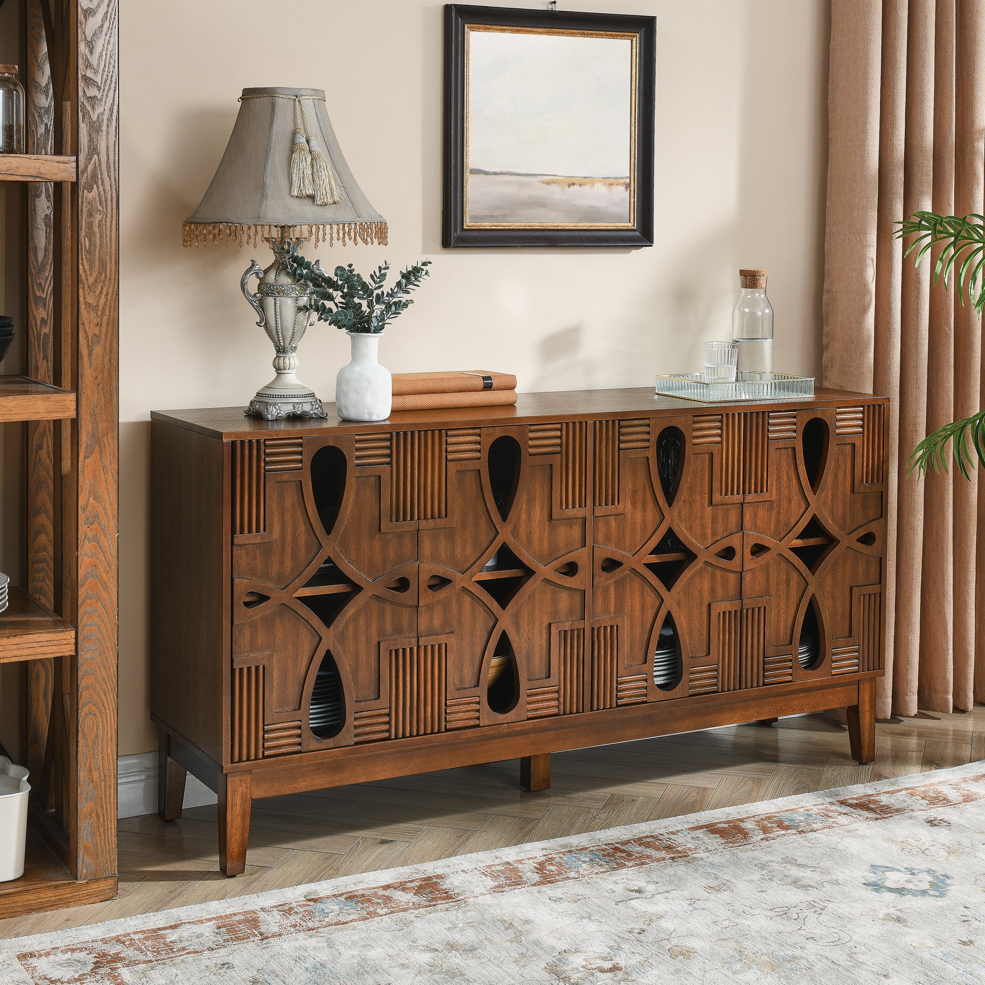 Sideboard with 4 Doors and Adjustable Shelves