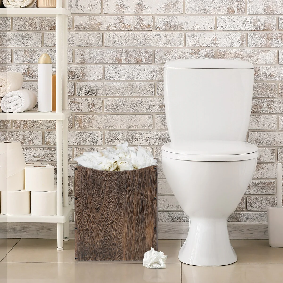 Wood Trash Can 5.3 Gallon