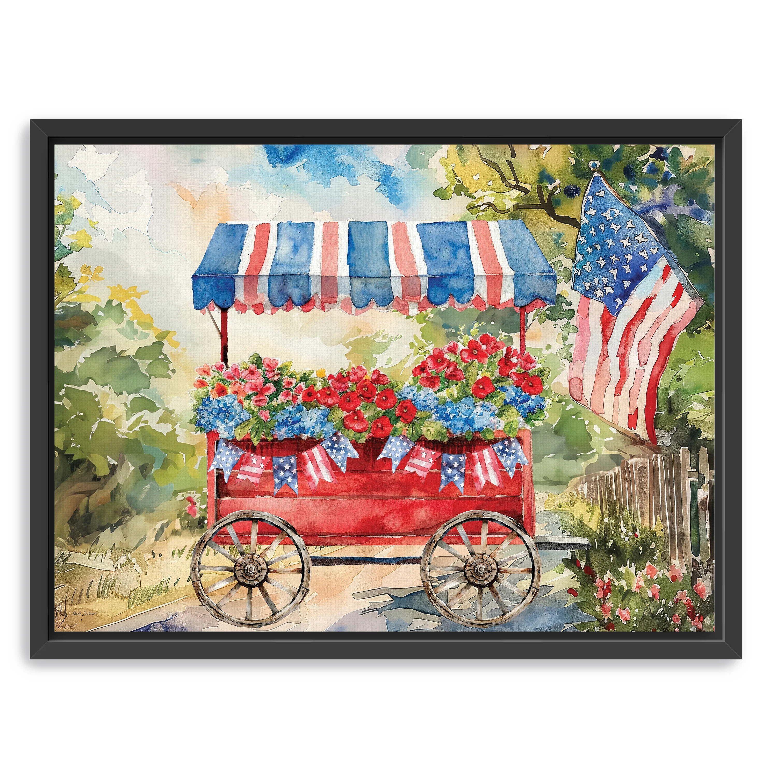 Patriotic Flower Cart Canvas Giclee