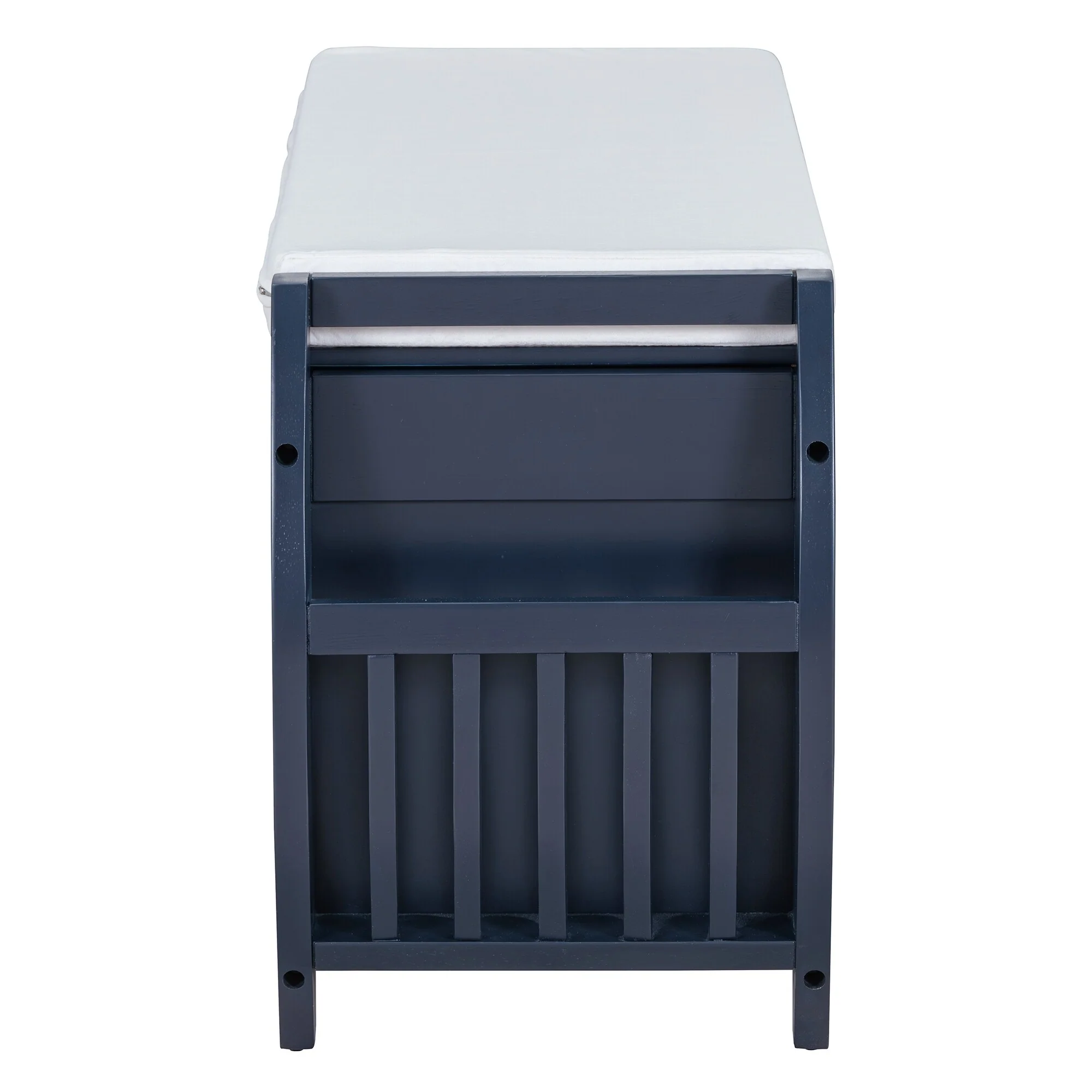 Multifunctional Storage Bench with Cushion and Curved Side Panel for Entrance and Living Room