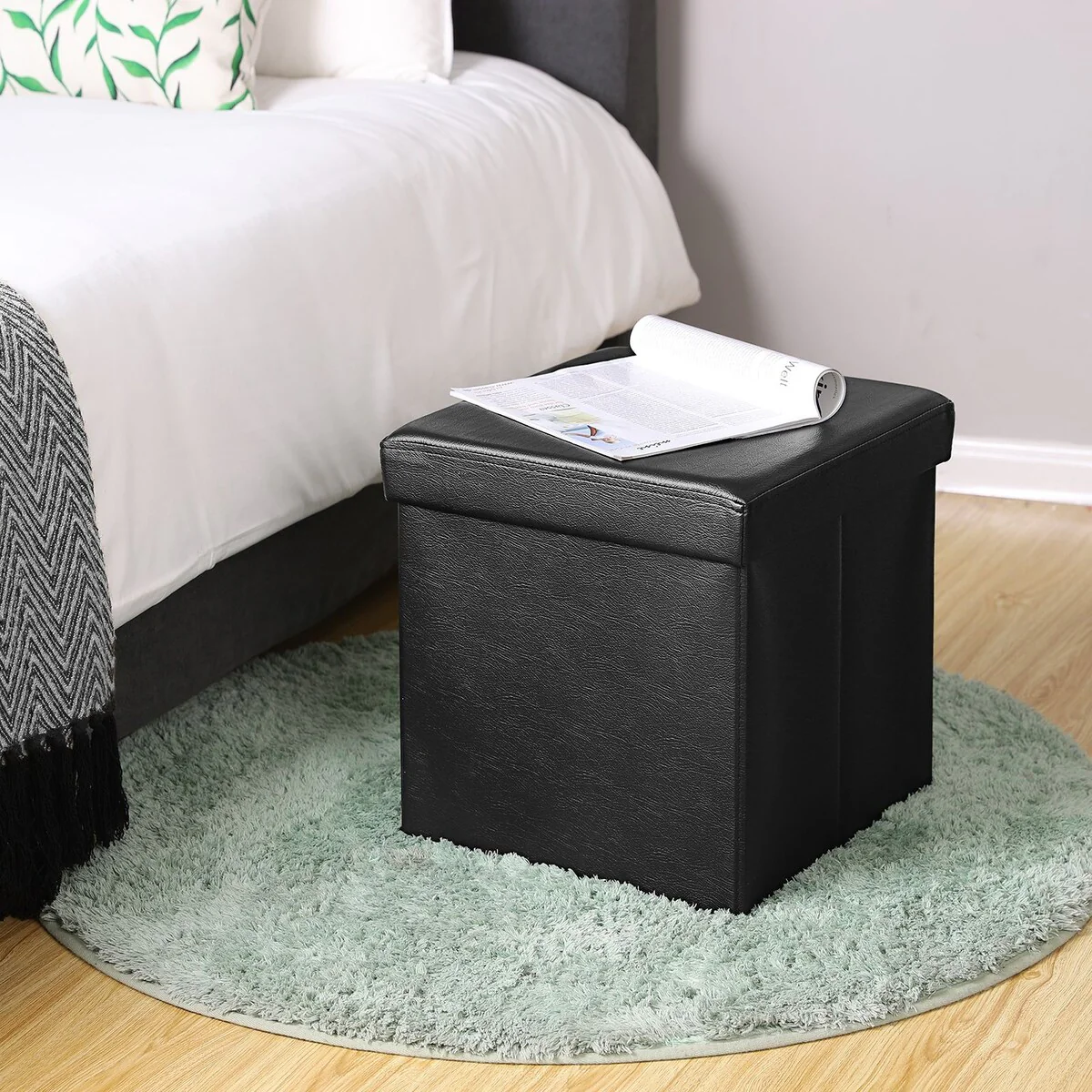 SONGMICS 15 x 15 x 15 Inches Folding Storage Ottoman
