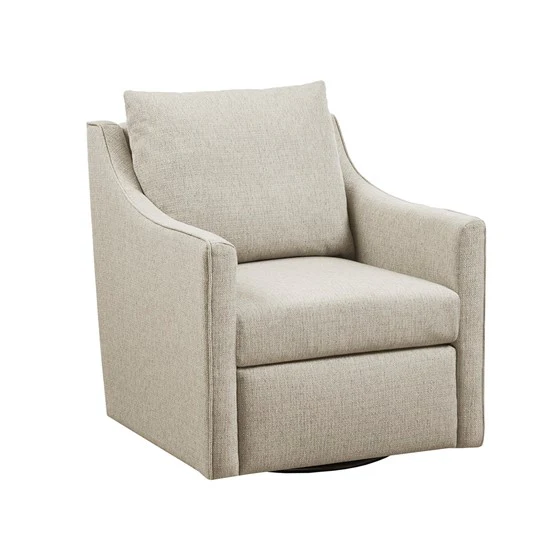 Upholstered Swivel Chair with Sloped Arms and Back Pillow