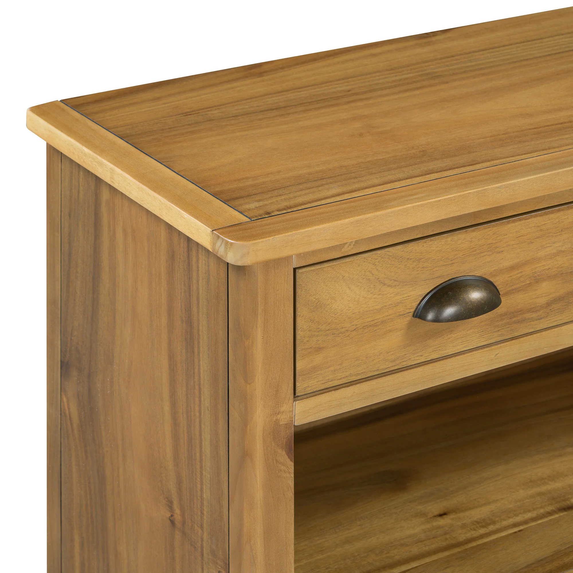 Coronate Console Table with Drawers and Water Hyacinth Woven Baskets