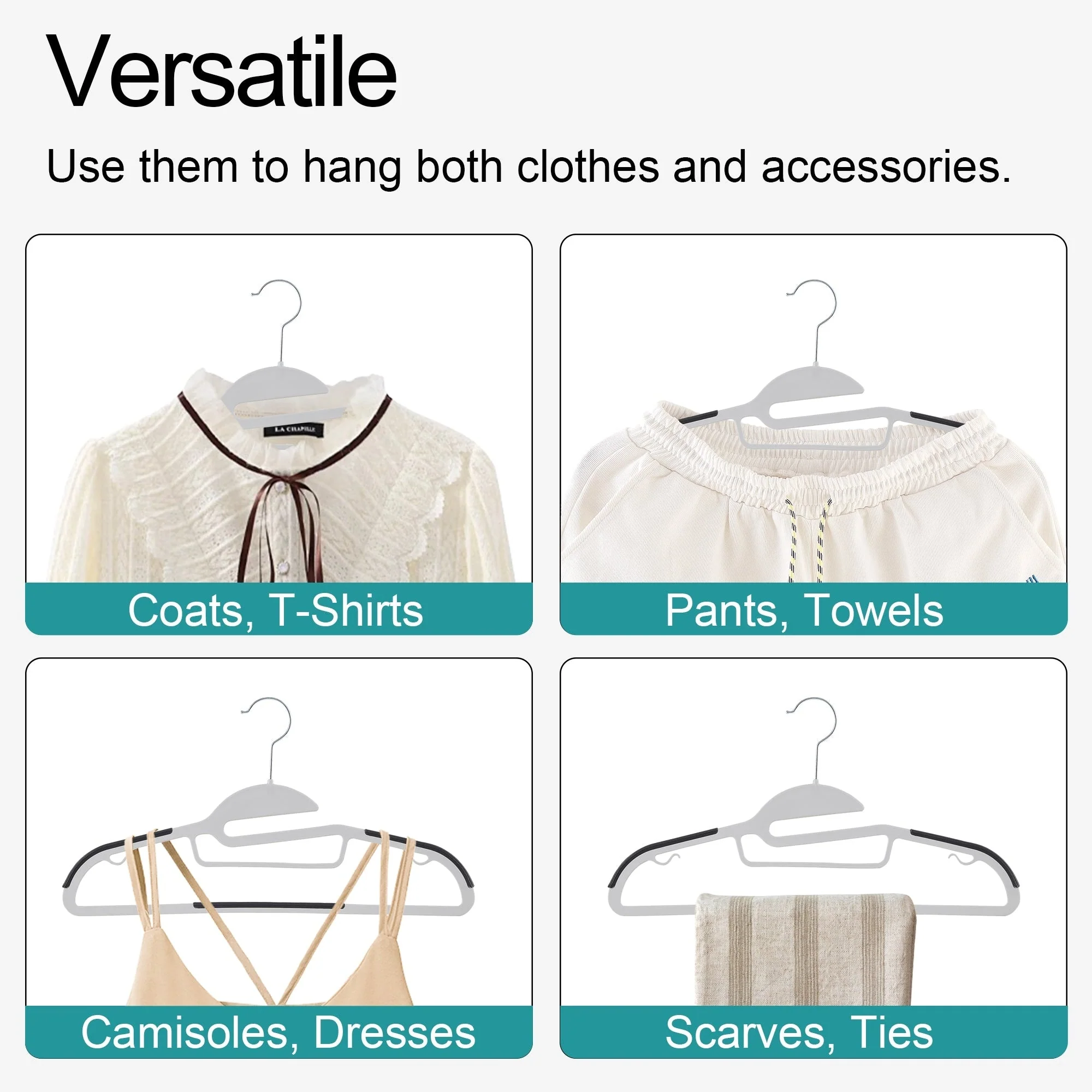 Non-Slip Plastic Clothes Hangers with clips Heavy Duty Dry Wet Clothes Hangers Space-Saving Swivel Hook