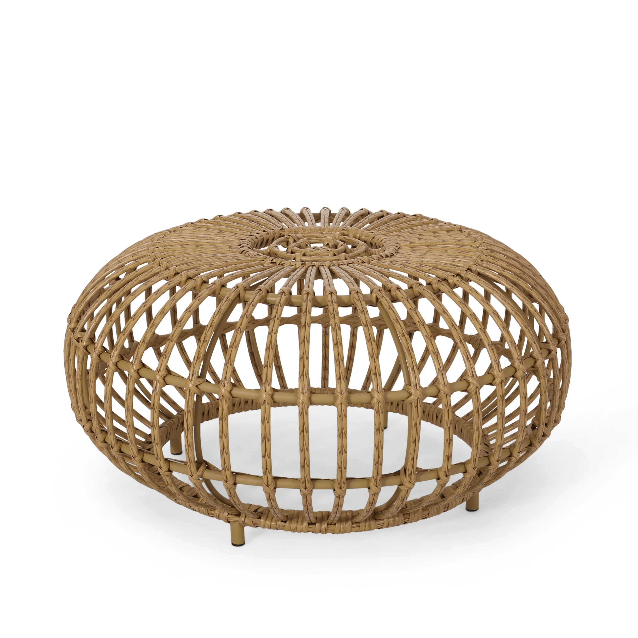 Reverent Outdoor Coffee Table with Rattan Frame and Handcrafted Design