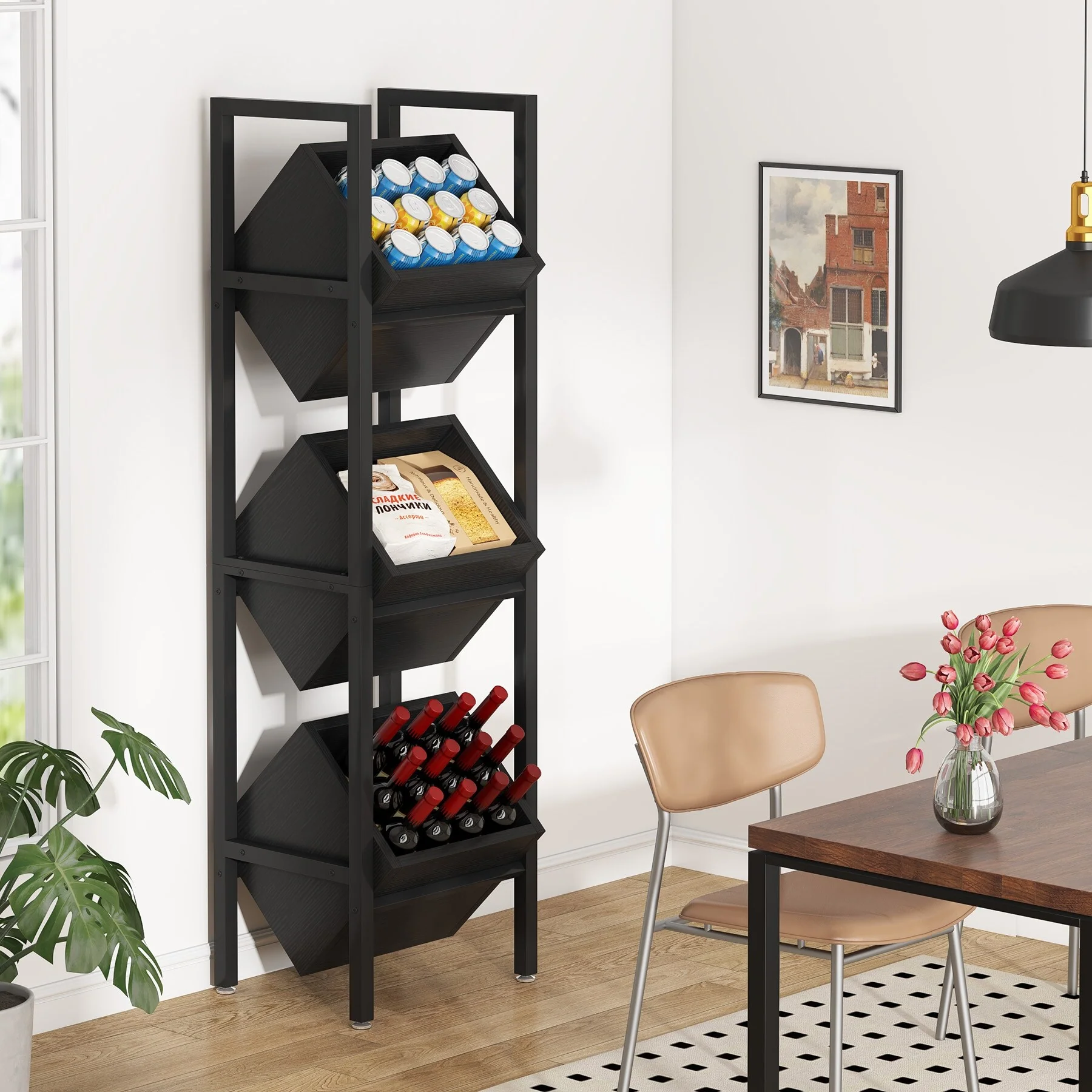 3 Tier Freestanding Floor Wooden Wine Rack