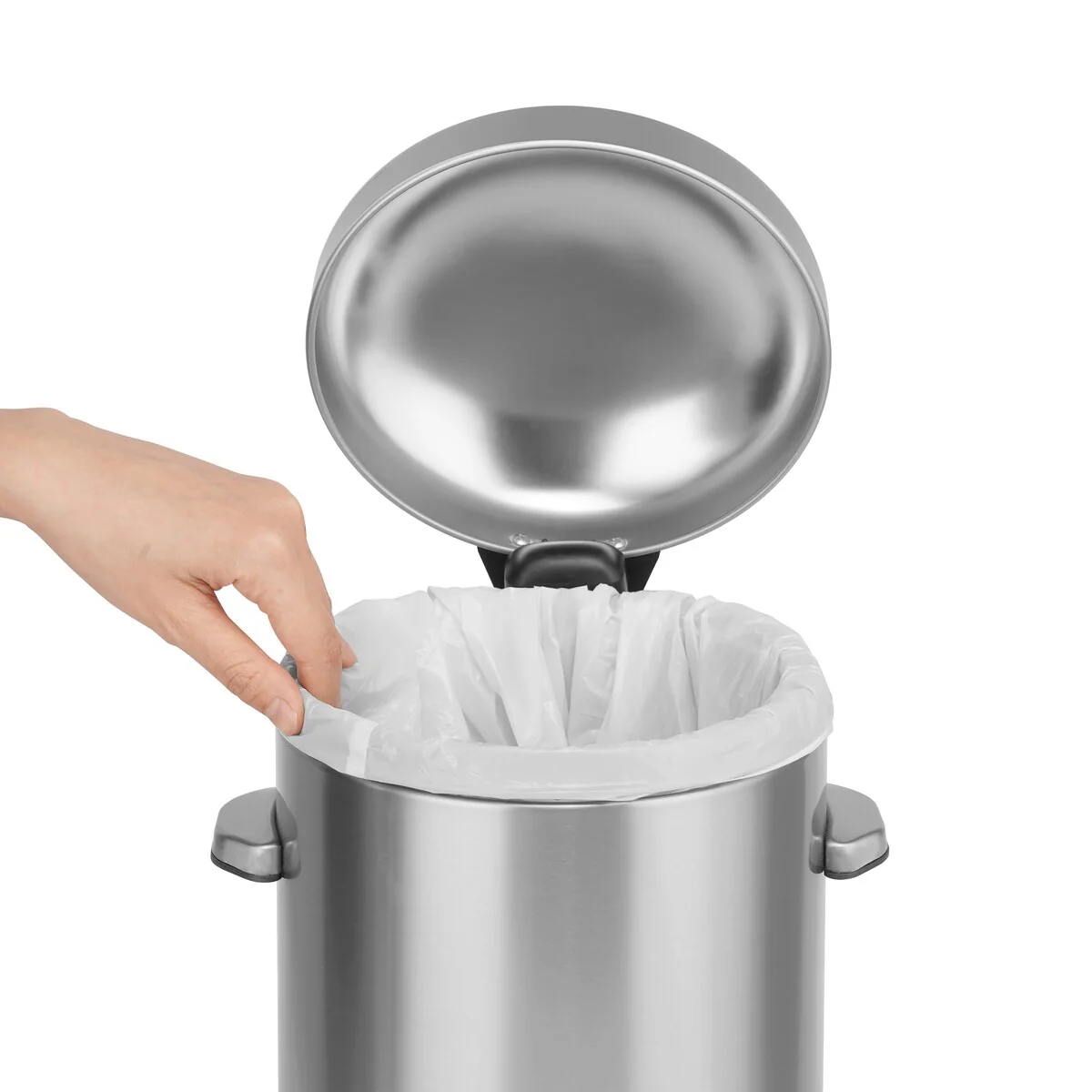 Innovaze 1.32 Gallon Stainless Steel Round Step-on Bathroom and Office Trash Can