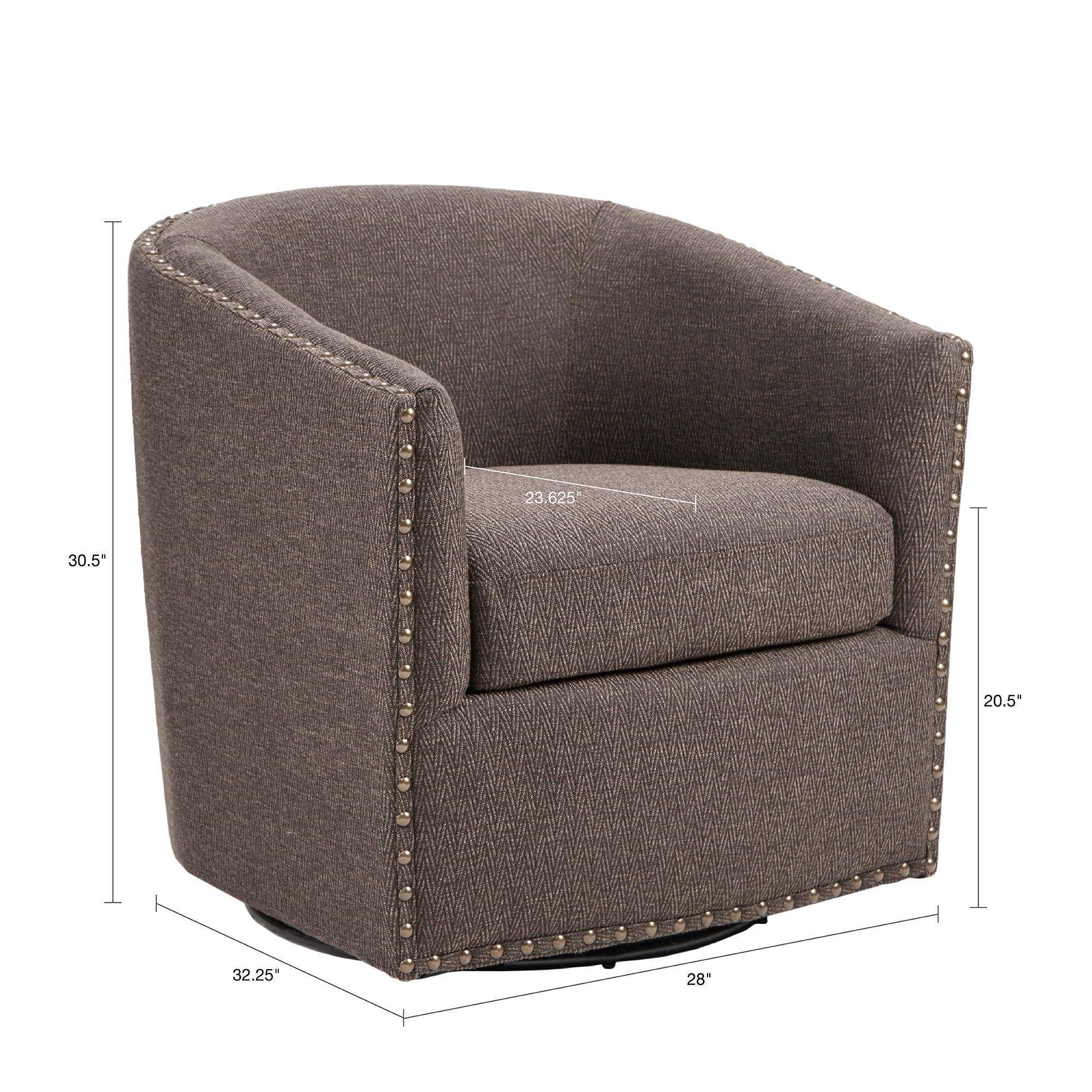 Fantasyy Upholstered Swivel Chair with Nailhead Trim and Curved Design