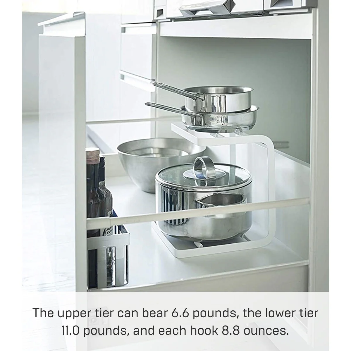 Yamazaki Home Two-Tier Pot Rack, Steel - L 8.27 x W 8.07 x H 8.86 inches