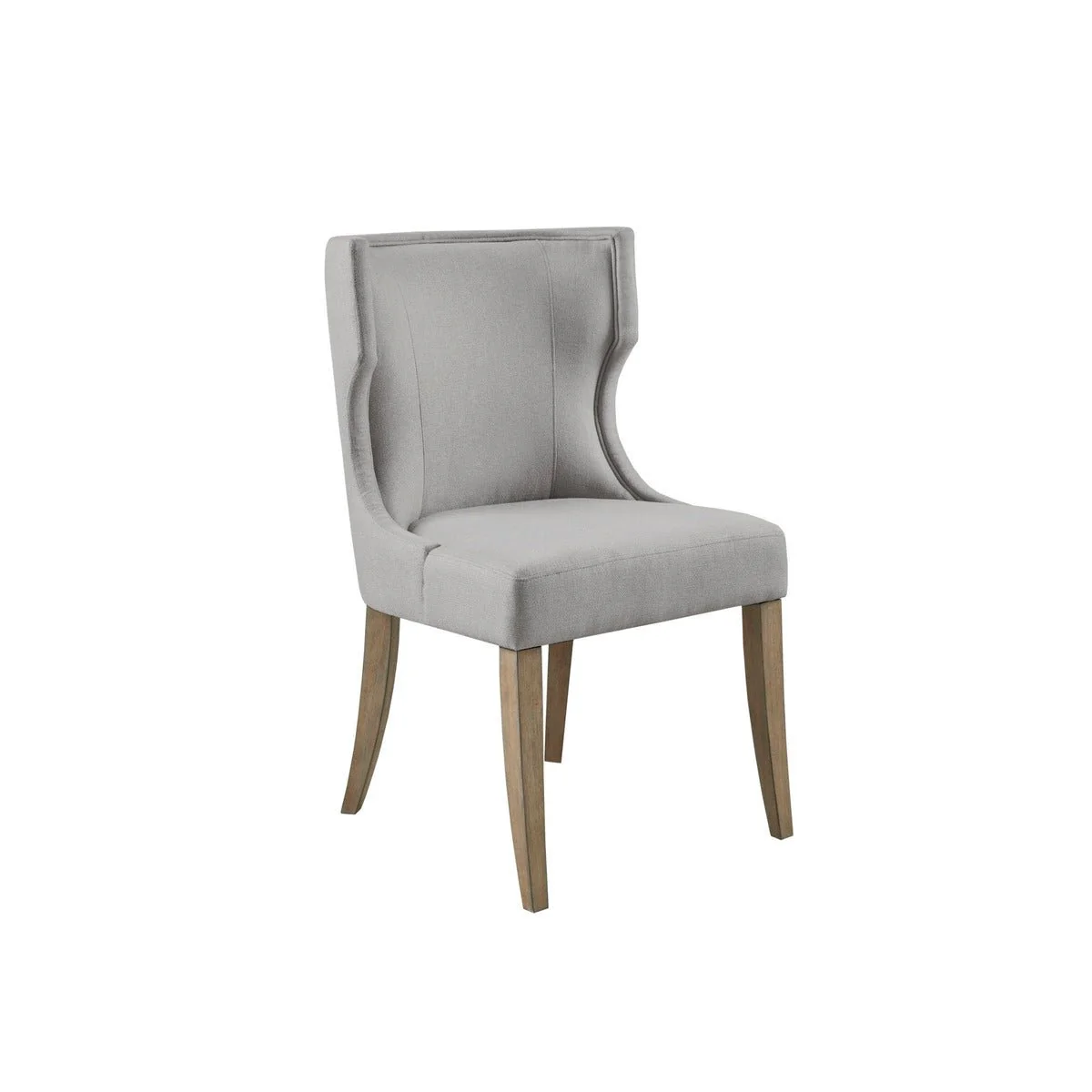 Upholstered Dining Chair with Wing Back and Piping Detail