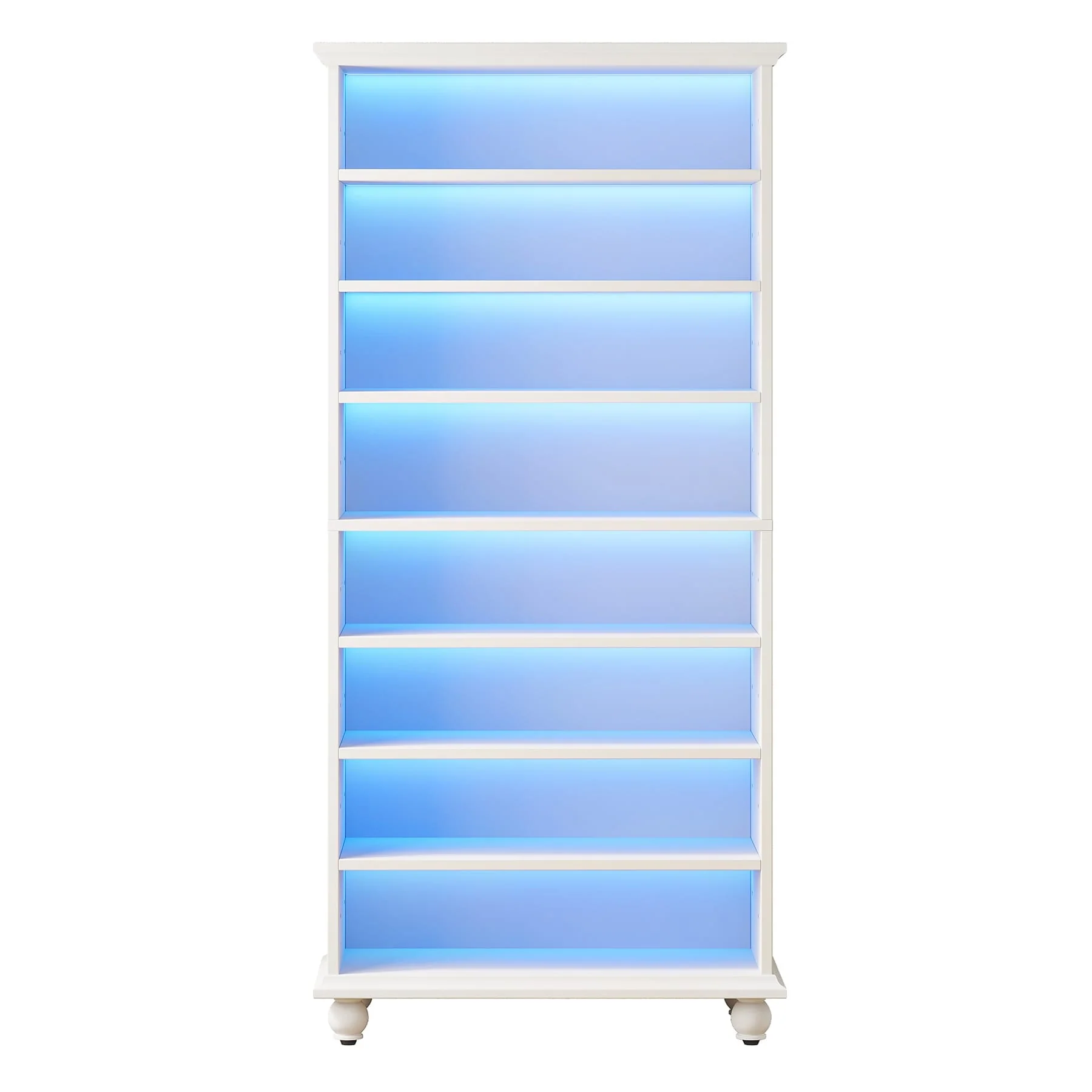 Narrow Tall Shoe Storage Cabinet with LED Lighting for Entryway - 9-Tier