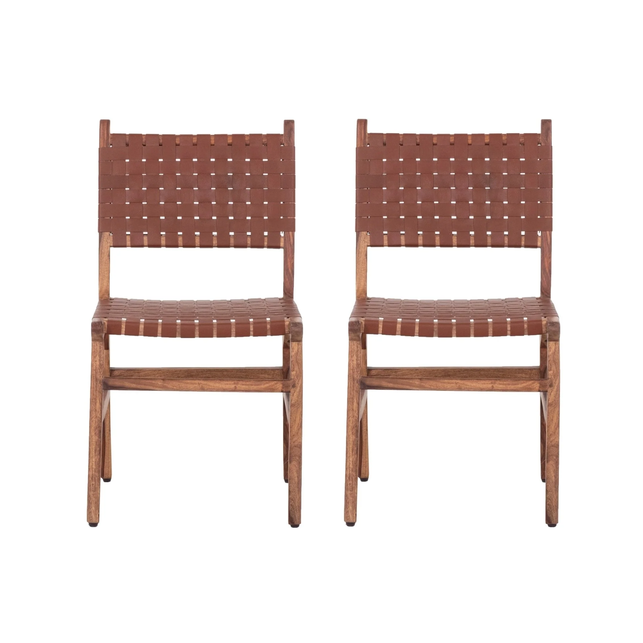 Upholstered Dining Chair with Open Back and Wood Frame, Set of 2