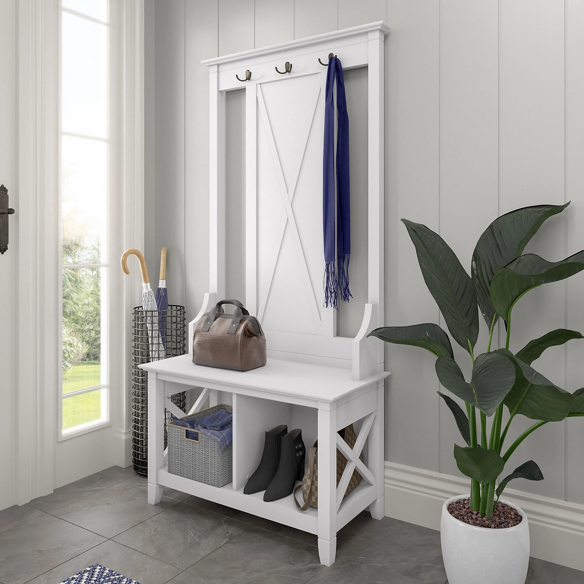 Key West Hall Tree with Shoe Storage Bench by Bush Furniture