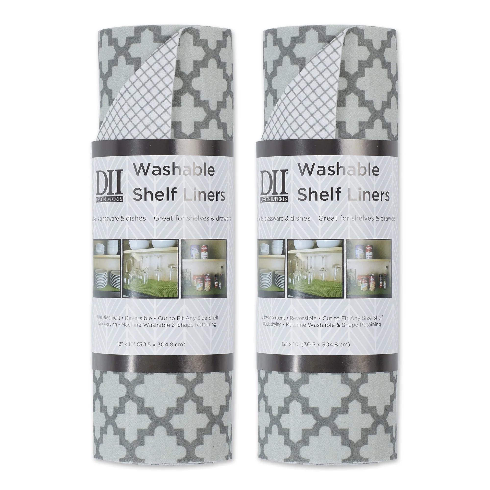 DII Grey Lattice Shelf Liner (Set of 2)