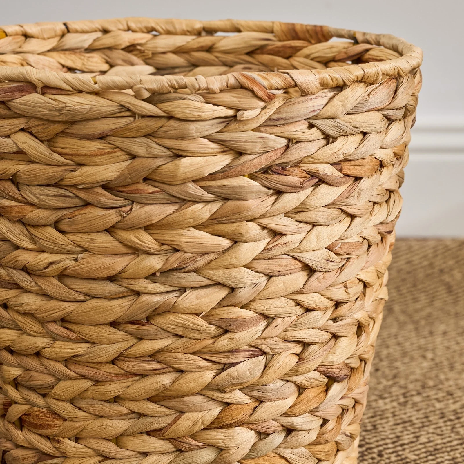 Maria Water Hyacinth Woven Round Brown Storage Basket