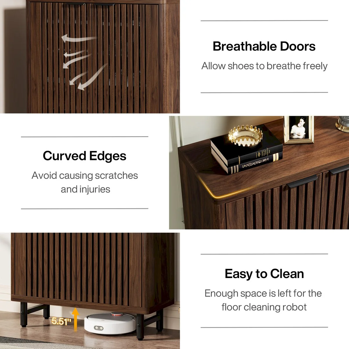 Large Modern Shoe Storage Cabinet with Adjustable Shelves