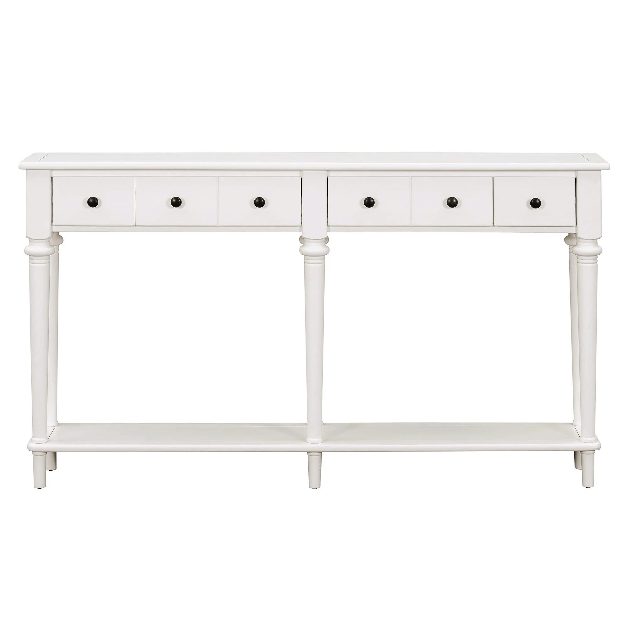 Console Table with 4 Drawers and Open Shelf