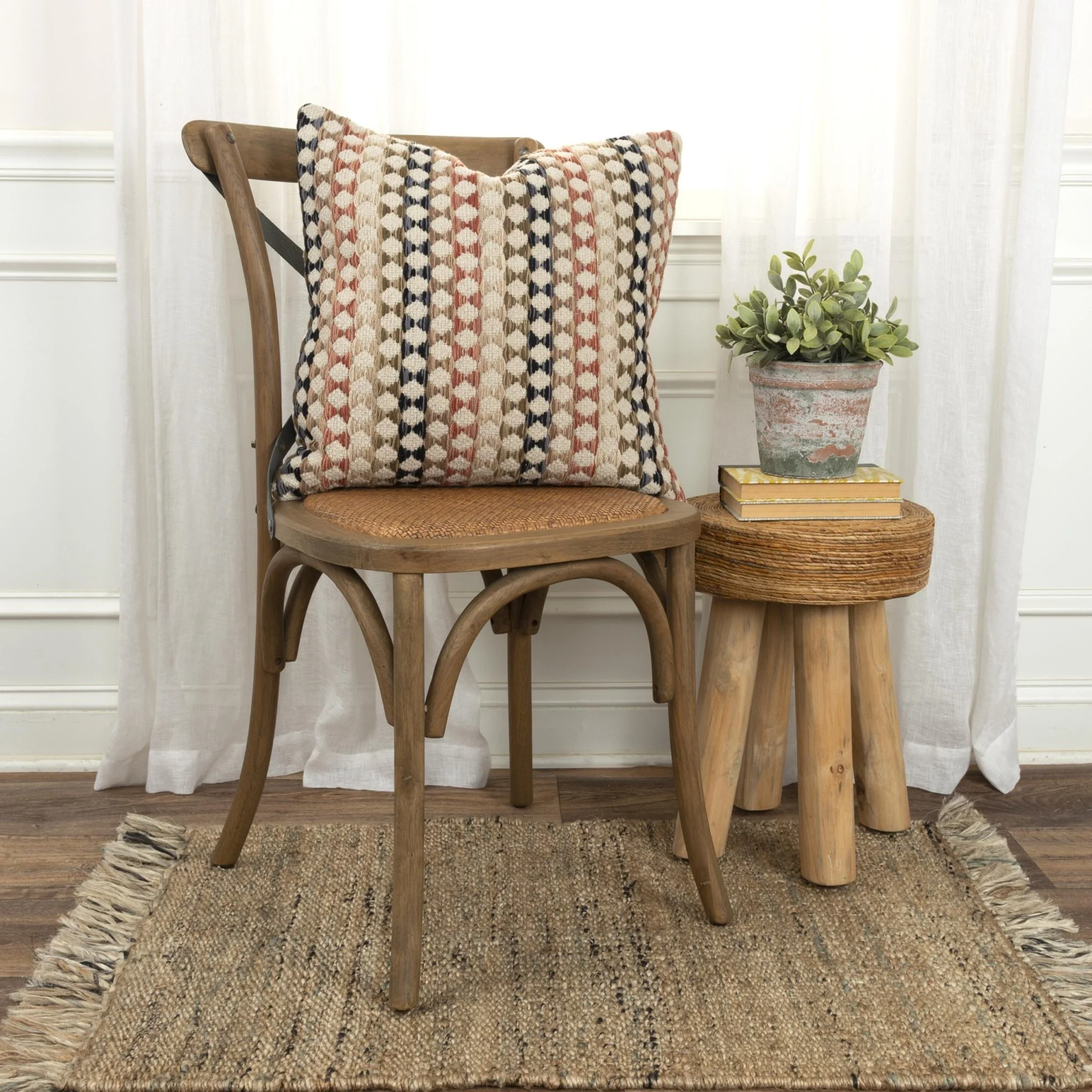 Woven Multicolor Cotton Stripe Pillow