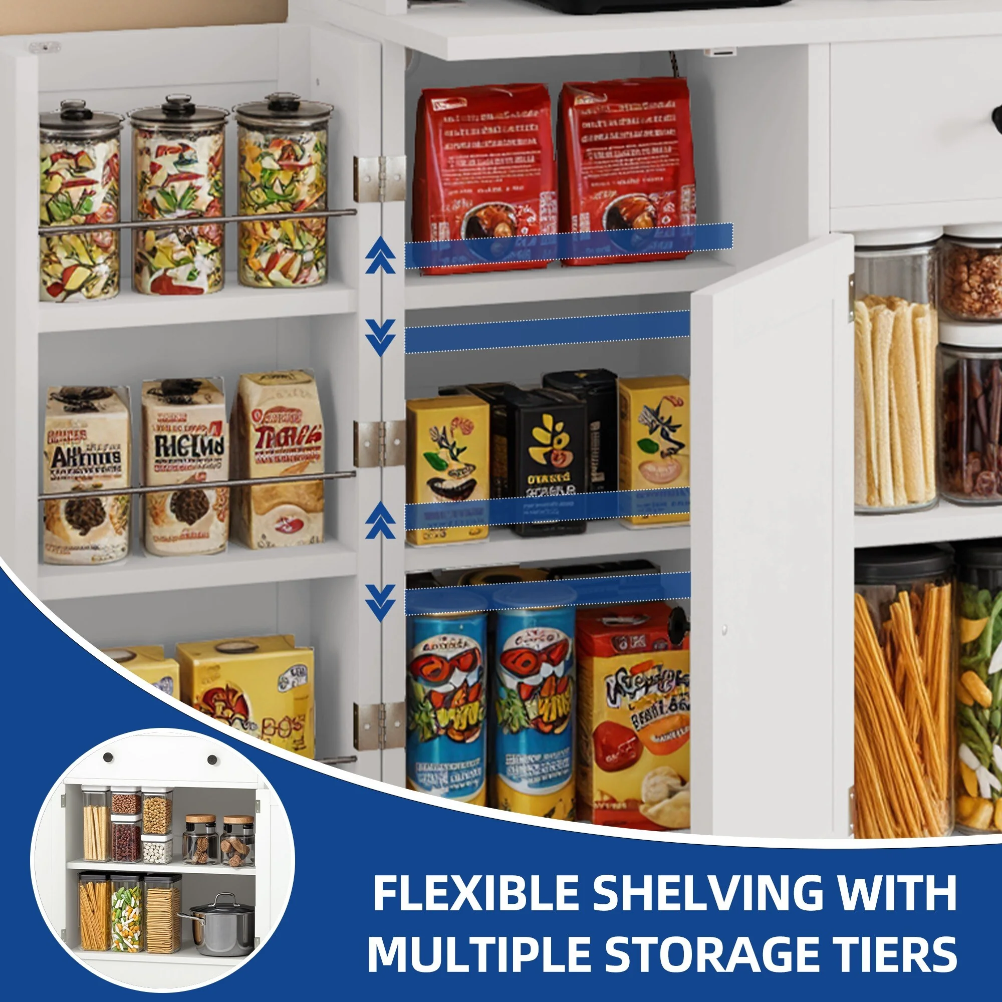 Moasis 71''H Kitchen Pantry Storage Cabinet - 40.9