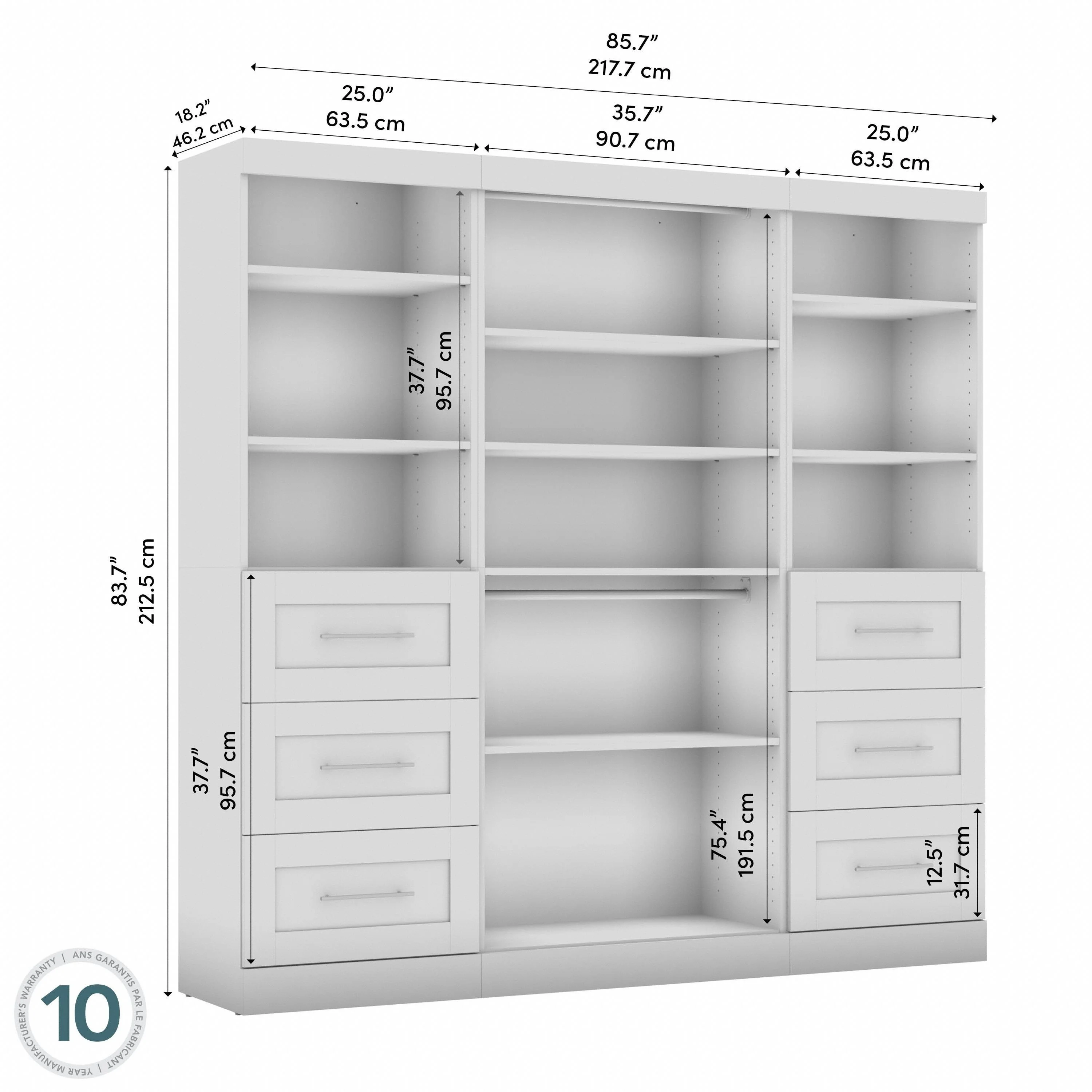 Pur 86W Closet Organization System with Drawers by Bestar - 86