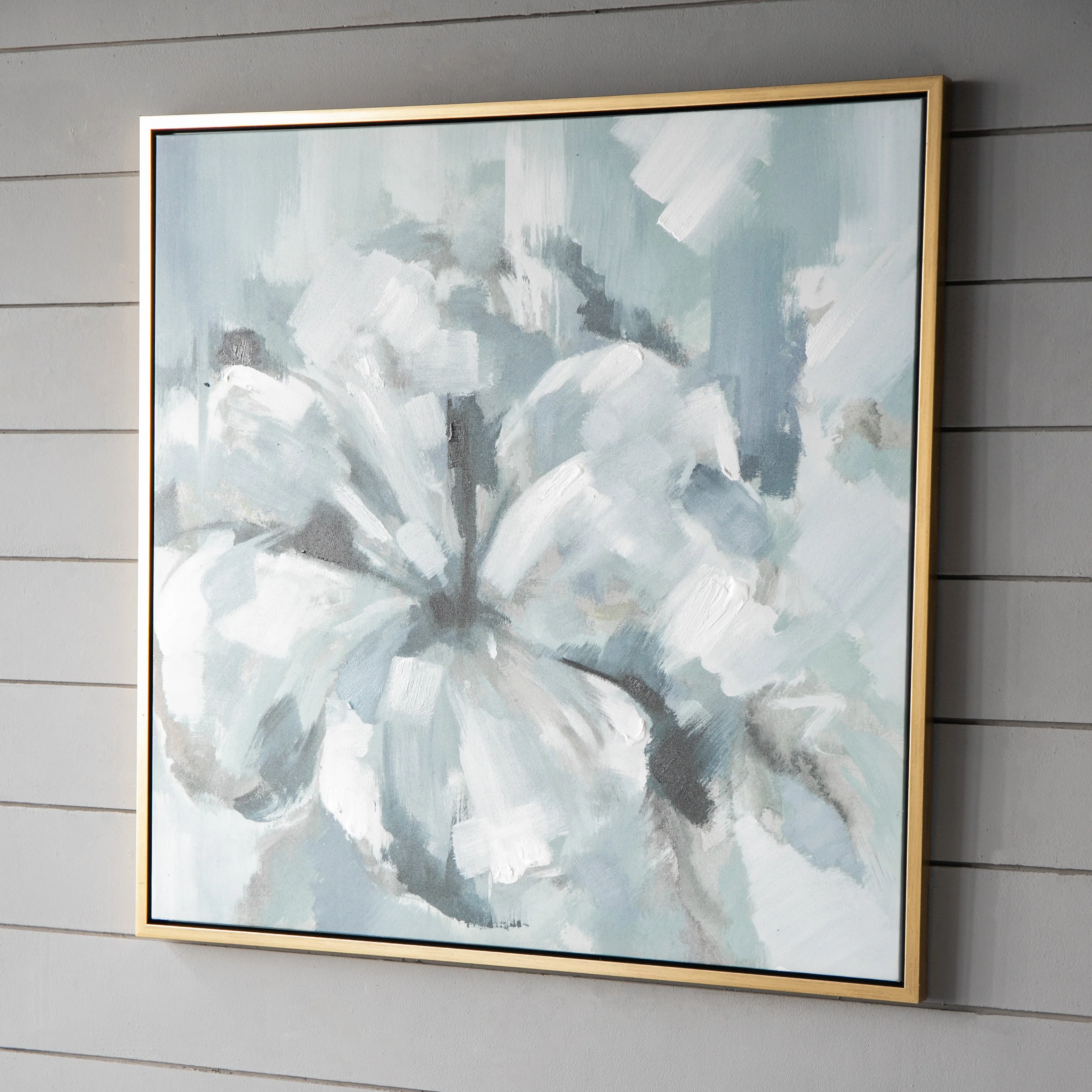 39.5 x 39.5 Wall Art with Large Flower Oil Painting
