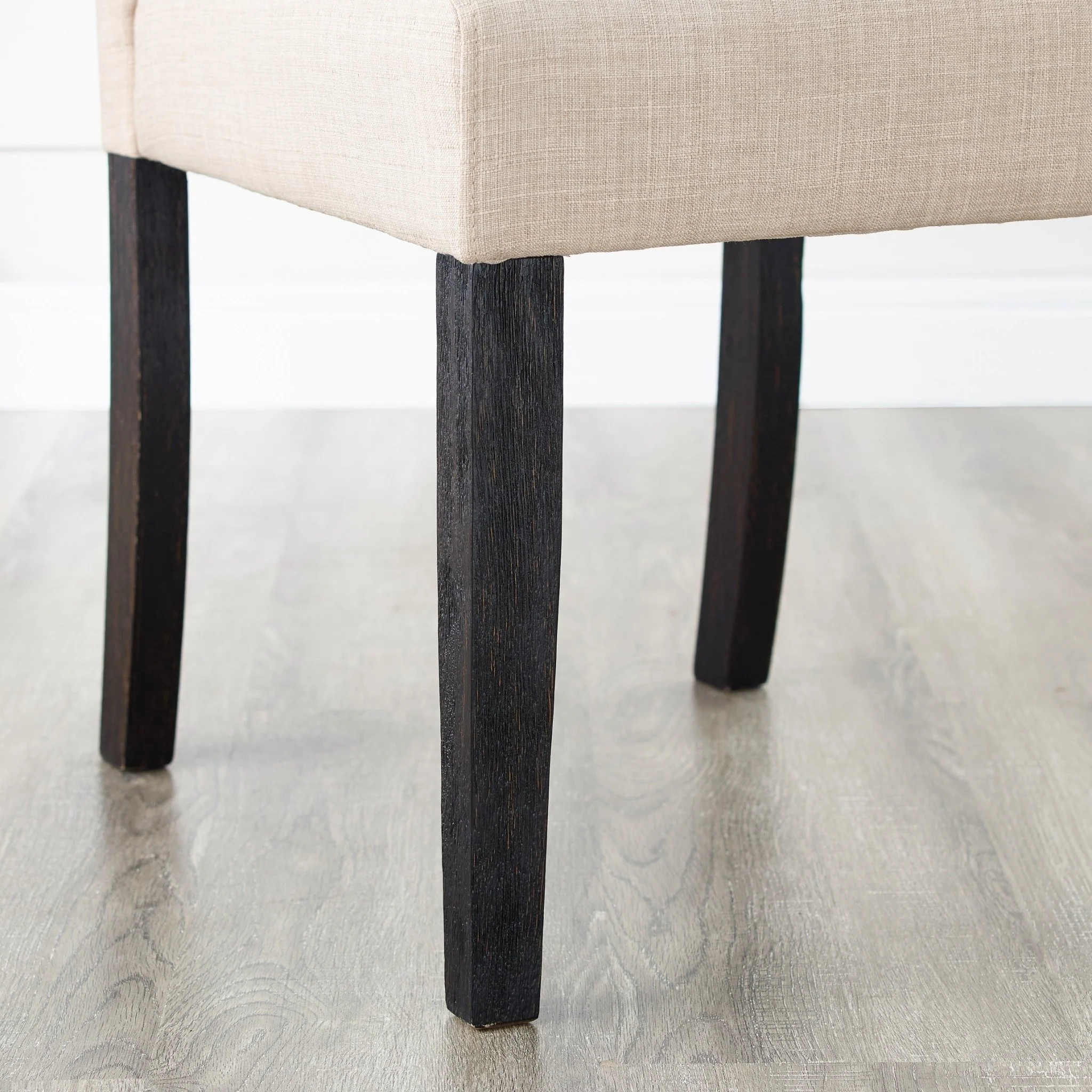 Upholstered Button-Tufted Dining Chair with Armless Design and Rolled Back, Set of 2
