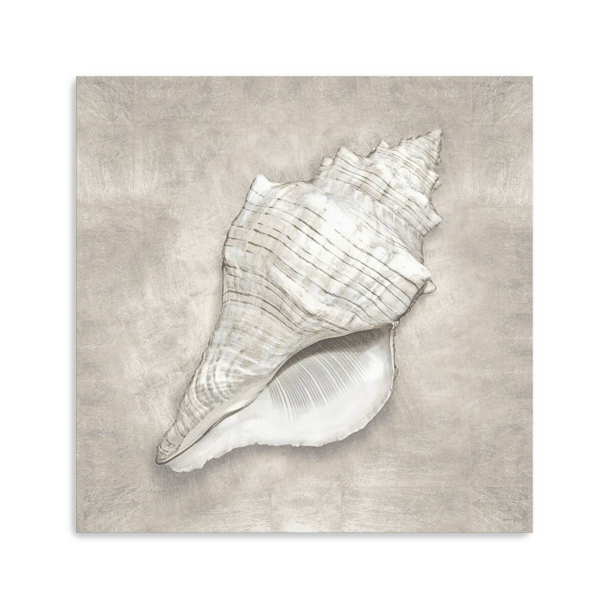 Pewter Seashells I Canvas Giclee Wall Art
