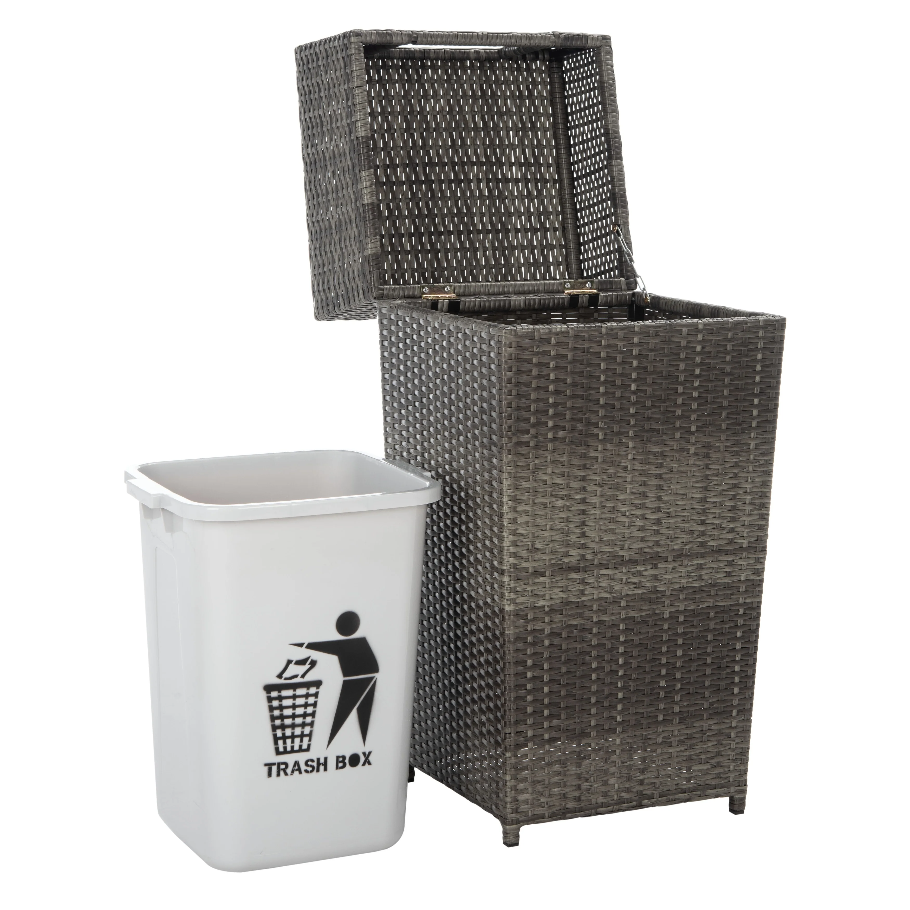 SAFAVIEH Outdoor Jennie Trash Bin (Fully Assembled)