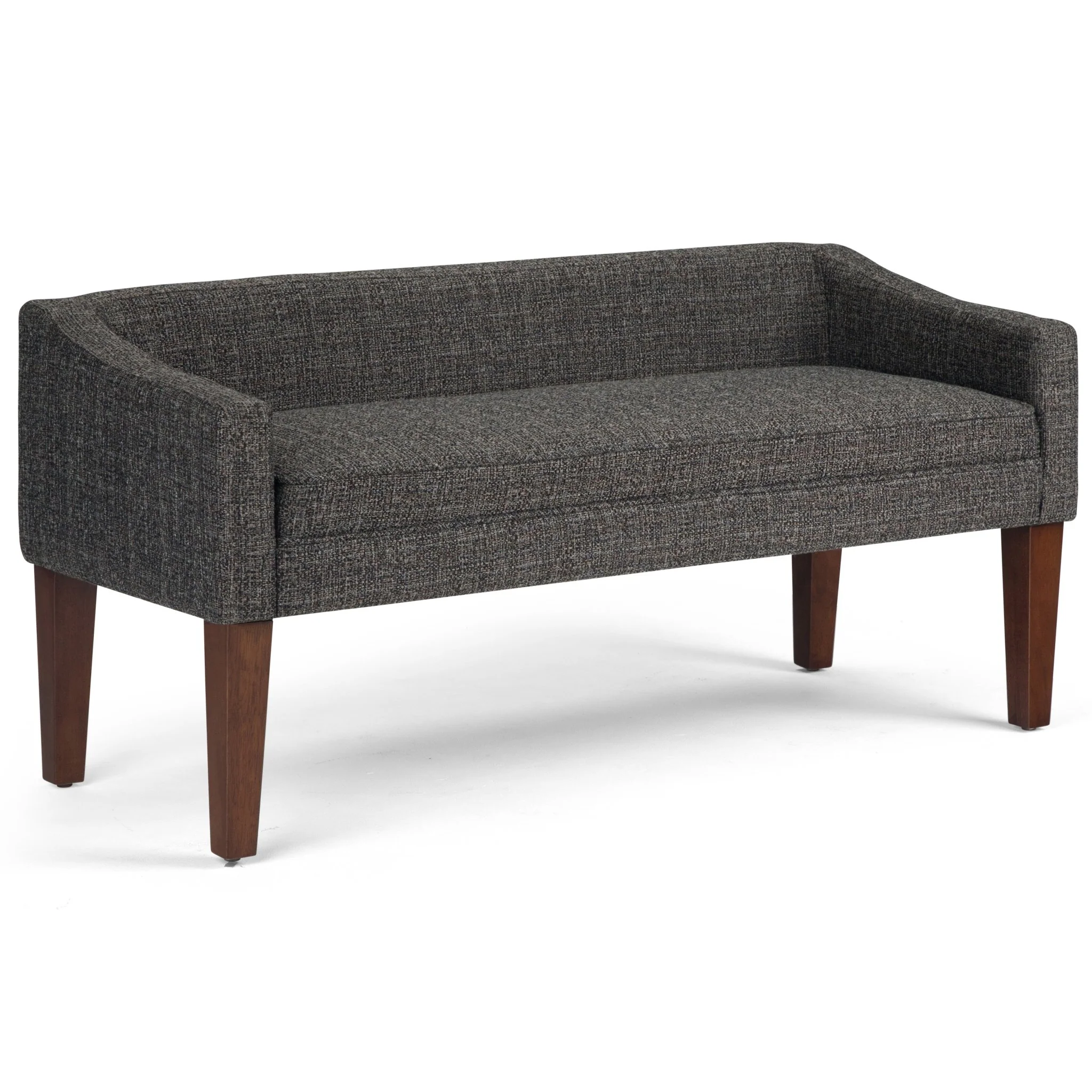 Wave Upholstered Bench with Low Back and Swooped Arms