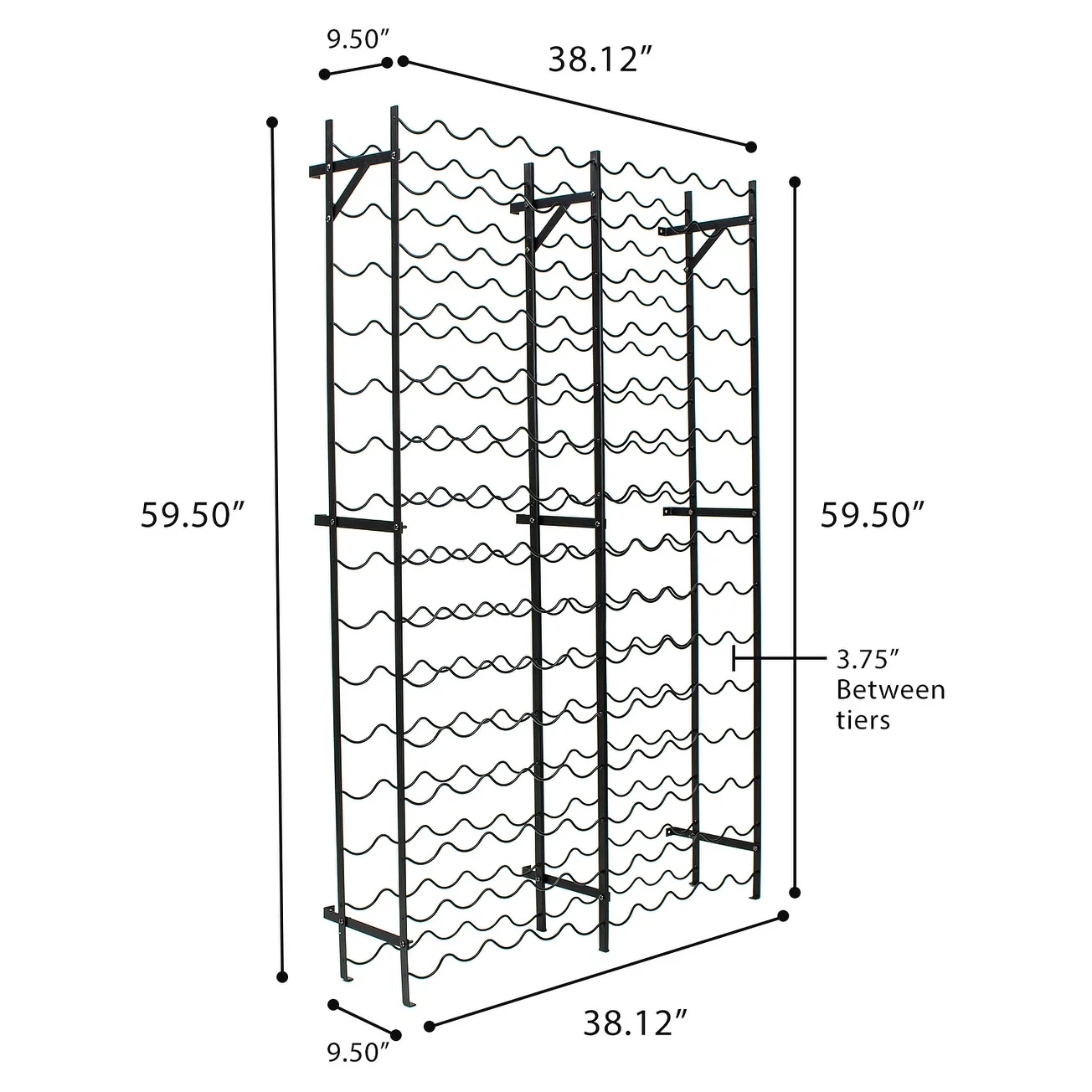 Freestanding Metal Wine Rack - Up to 150 Wine Bottles