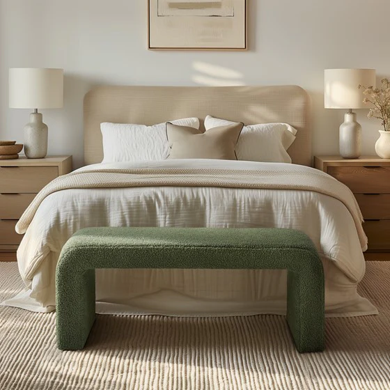 Goldmine Upholstered Bench with Curved Seat