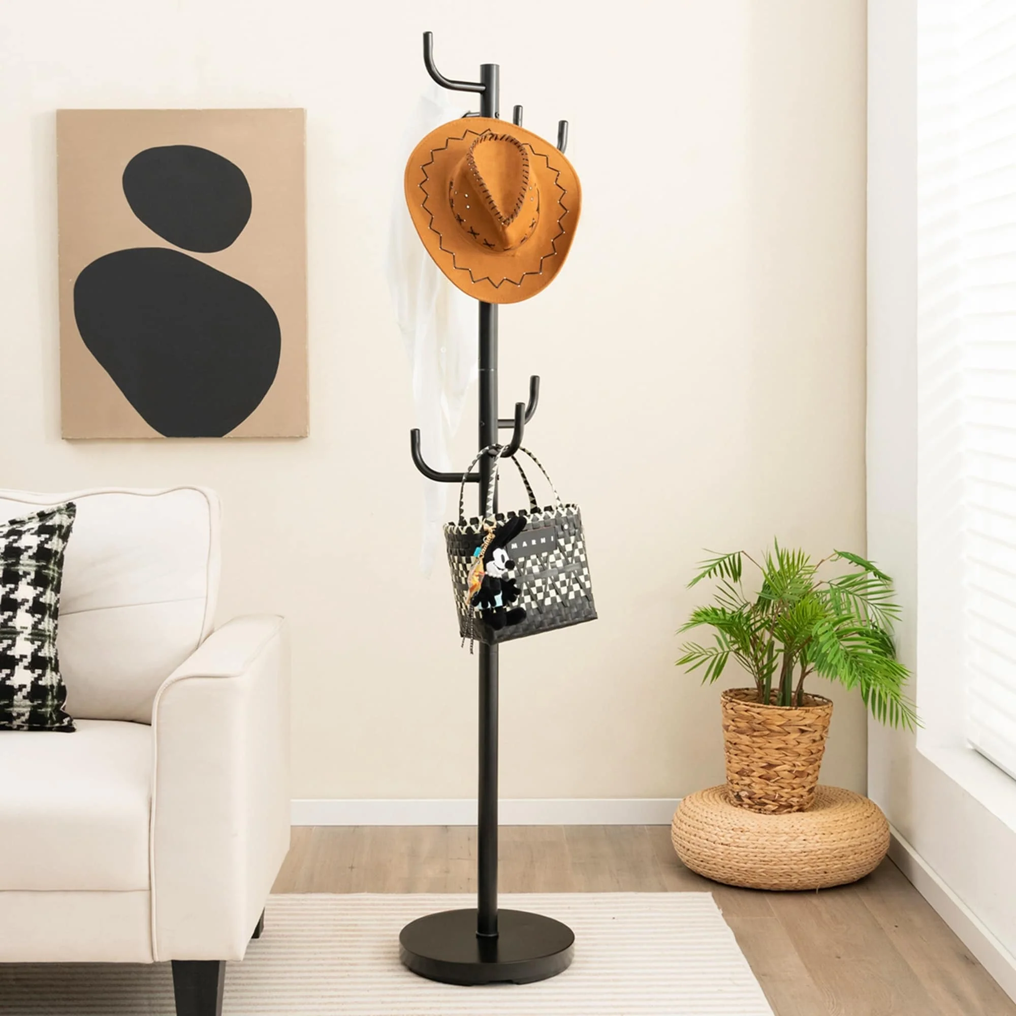 Costway Metal Coat Rack Hat Hanger Hooks Hall Entryway For Jacket