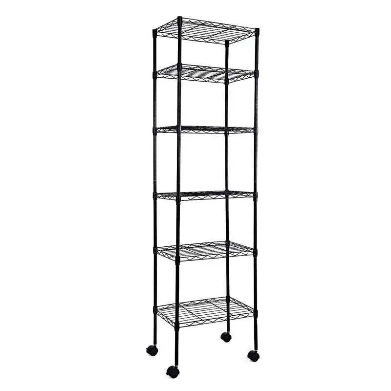 6-Tier Steel Wire Shelving with Wheels Adjustable Storage Units