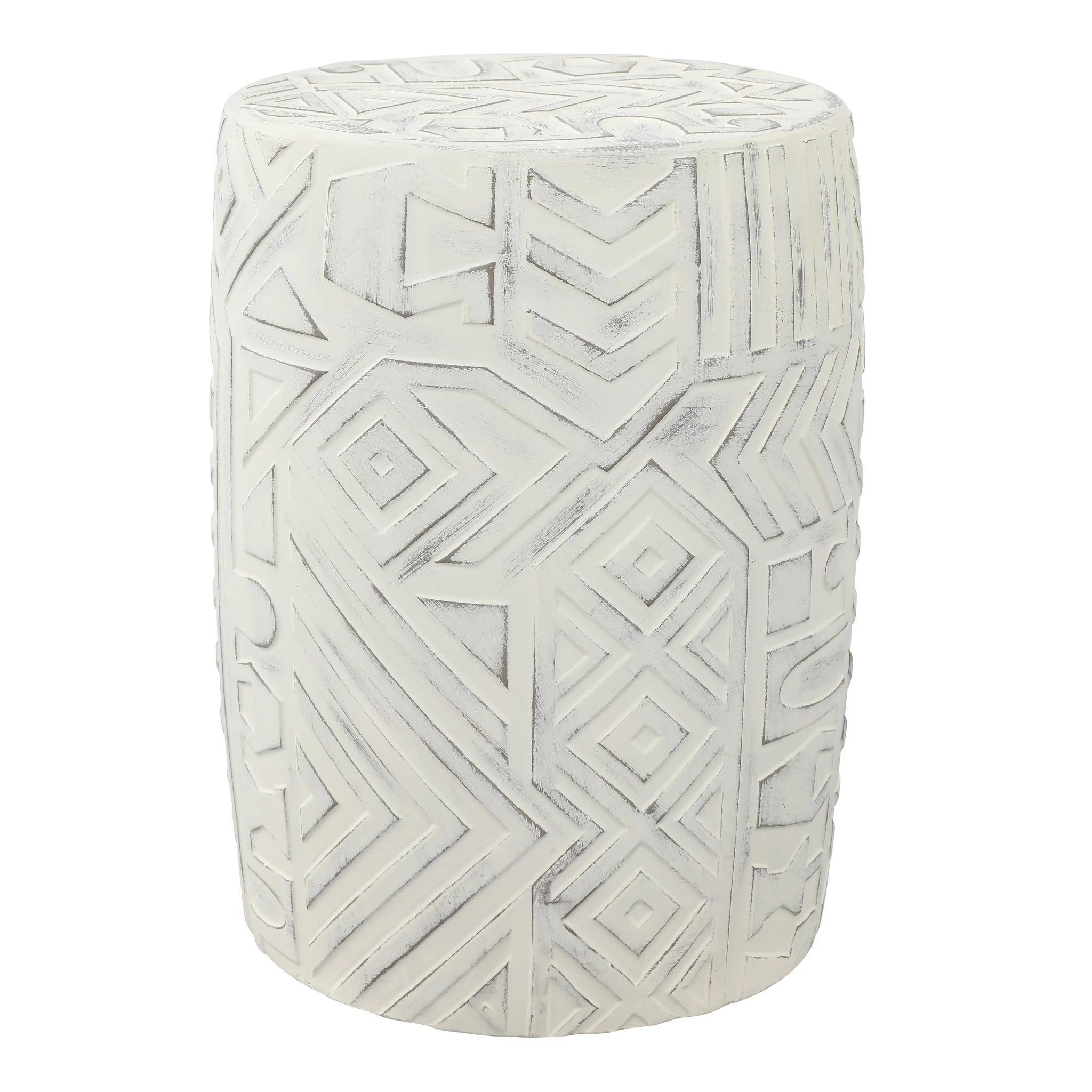 Rafi MidCentury Modern Geometric Drum Garden Stool