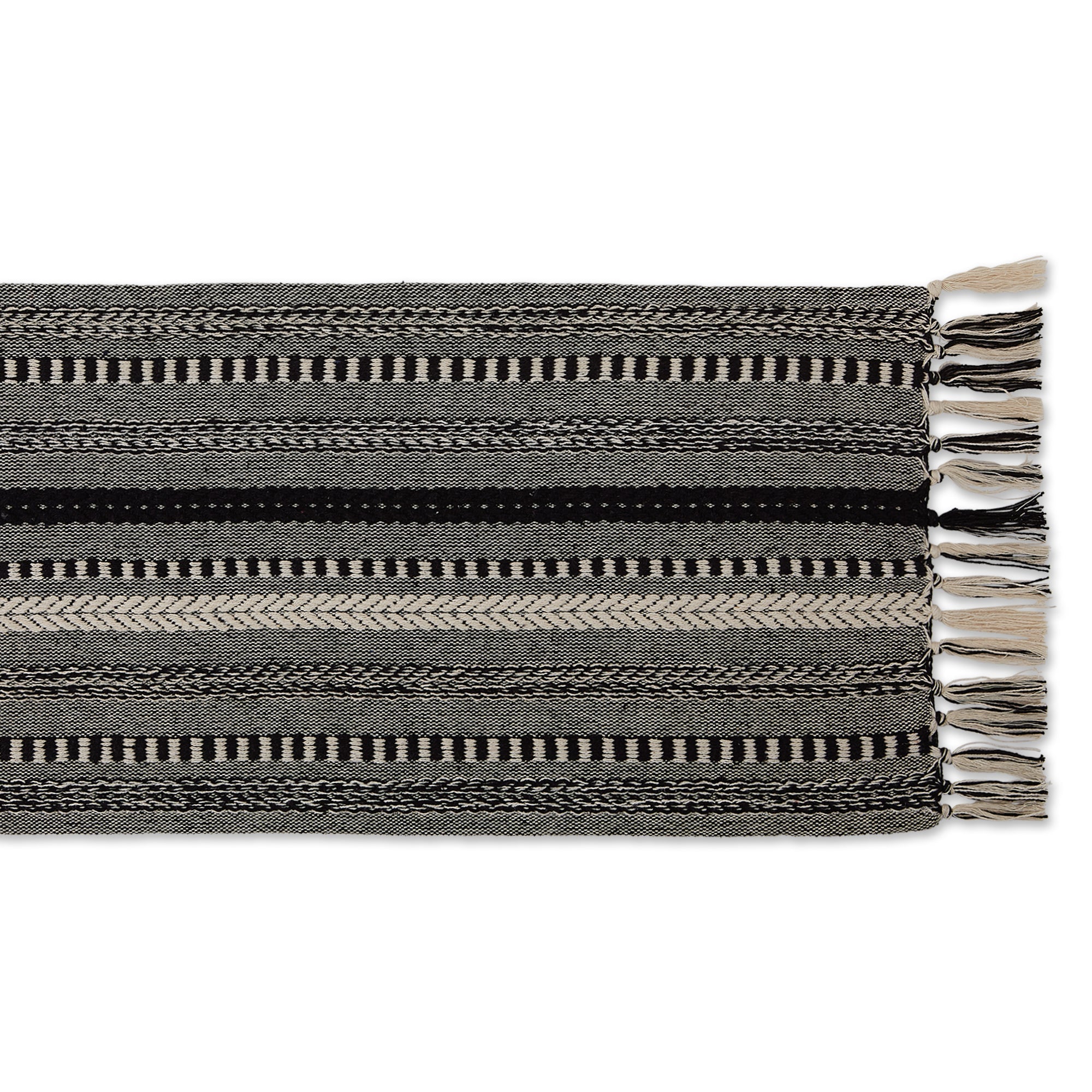 Black Braided Stripe Table Runner 15X108