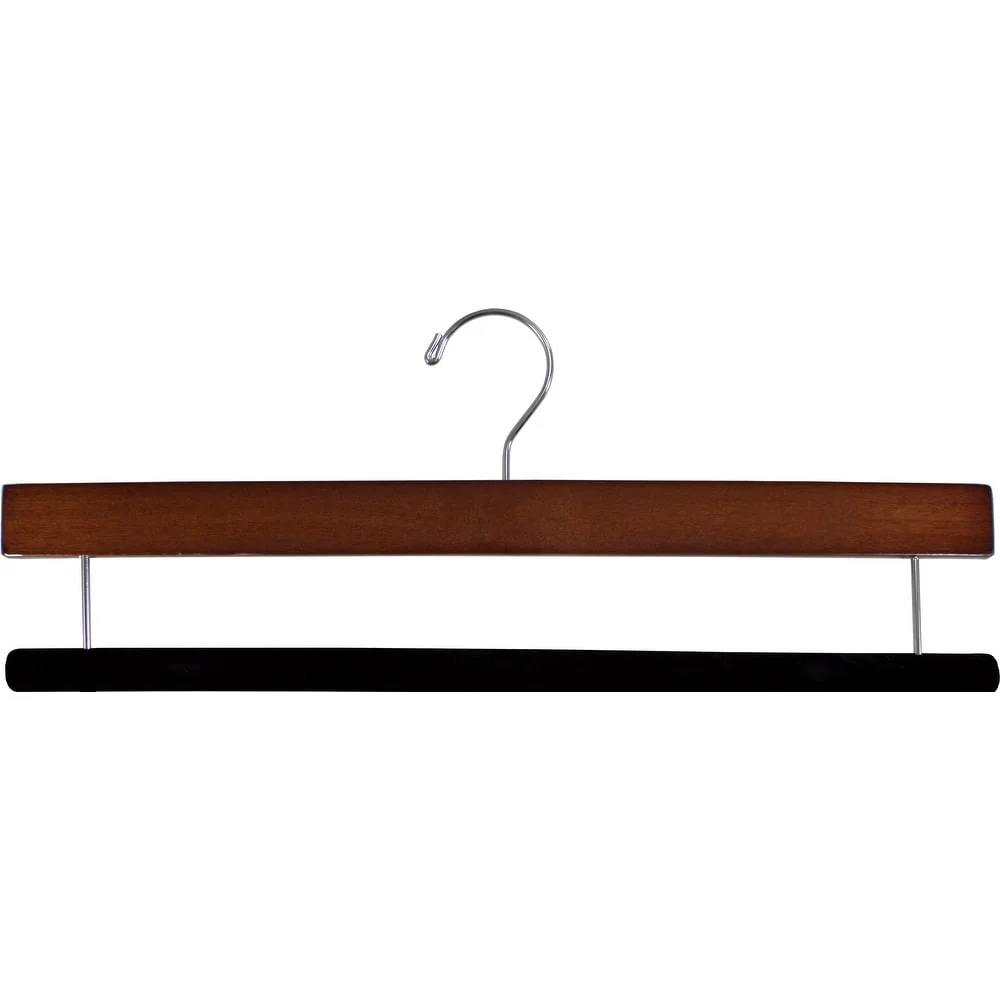 Extra Long Wooden Pants Hanger with Flocked Non-slip Velvet Bar