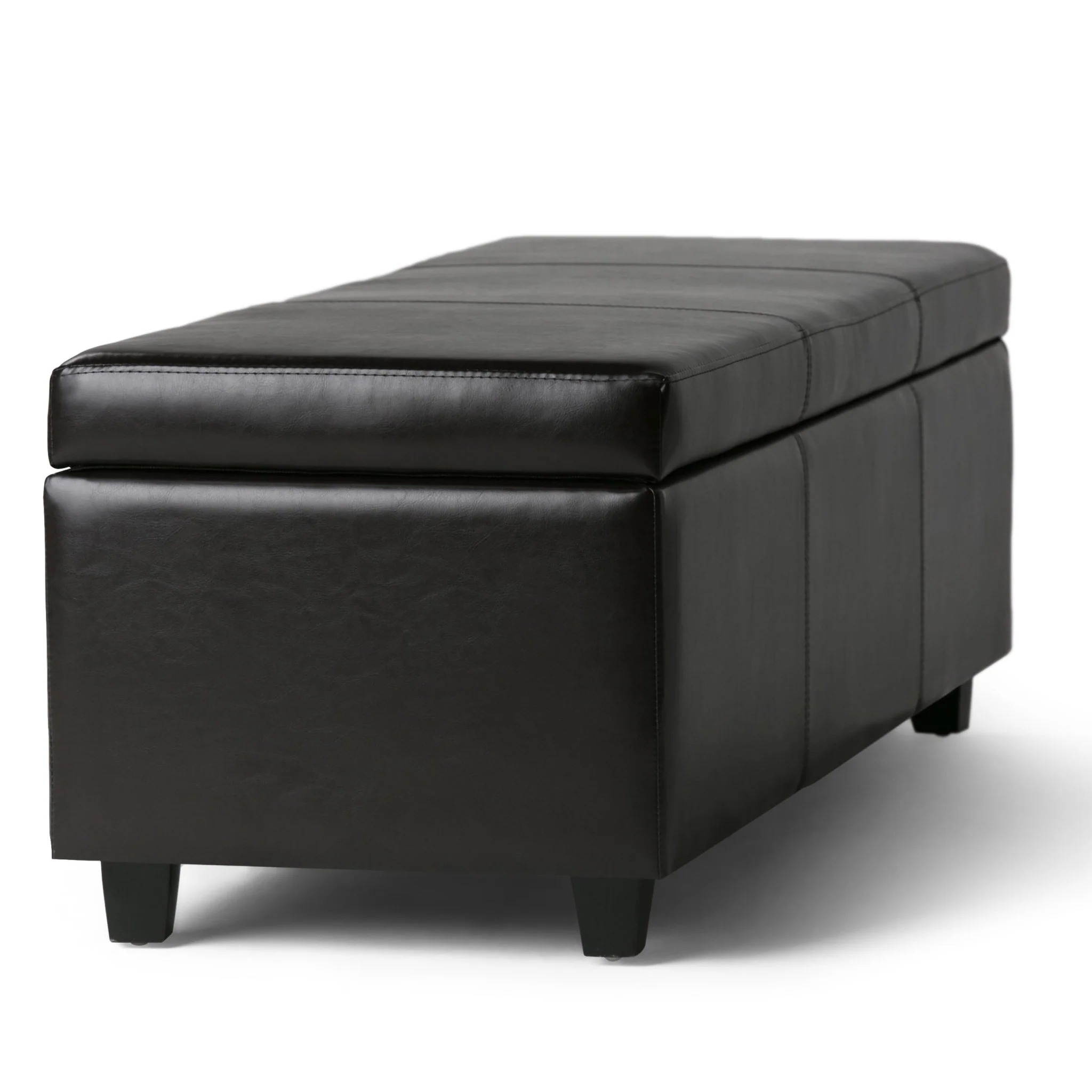 Upholstered Faux Leather Storage Ottoman