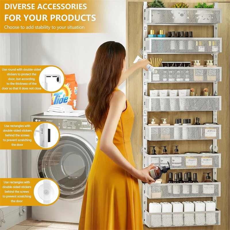 6Tier Over The Door Pantry Organizer with Mesh Baskets Adjustable