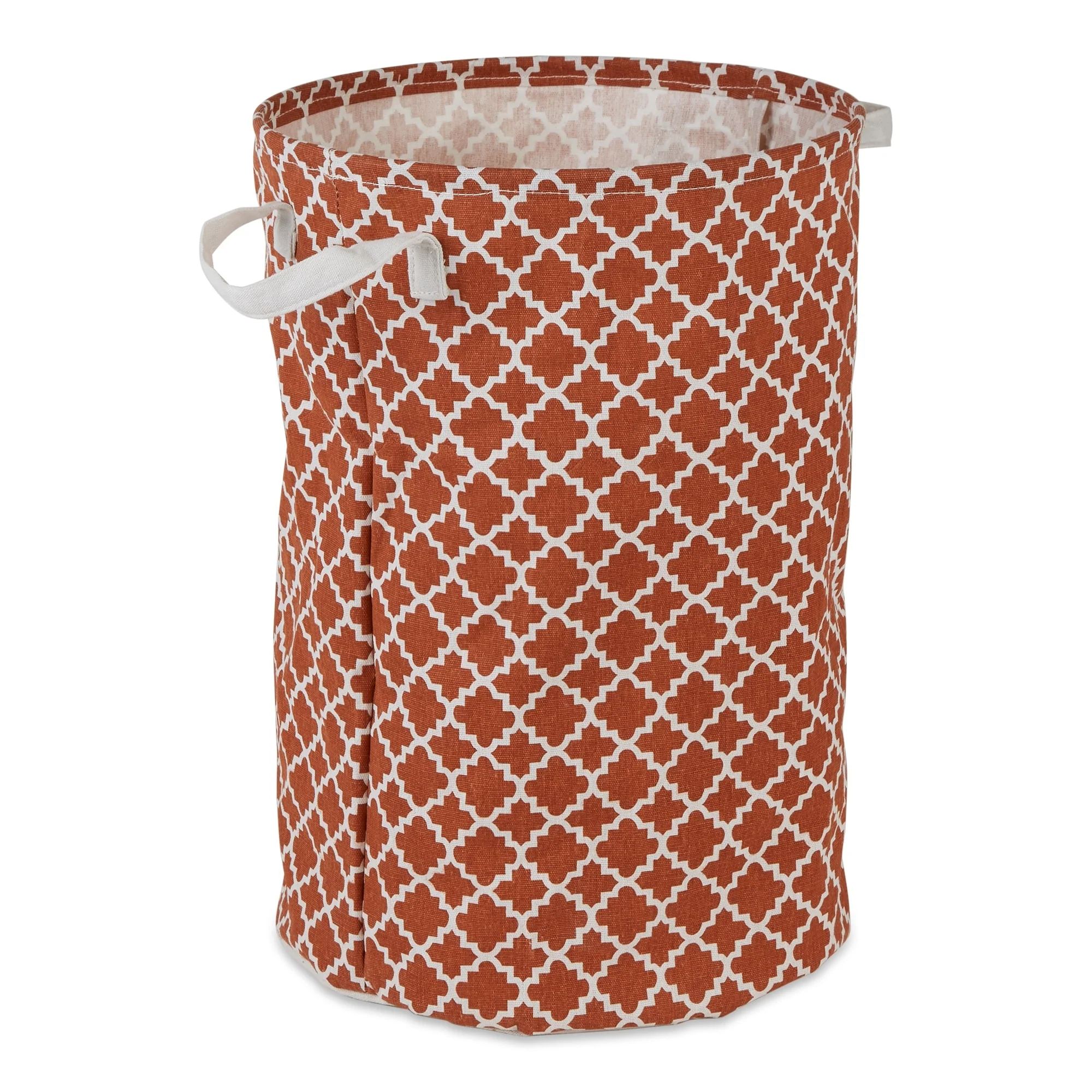 PE-Coated Cotton Polyester Laundry Hamper Lattice Round - Laundry Hamper, 13.5x13.5x20