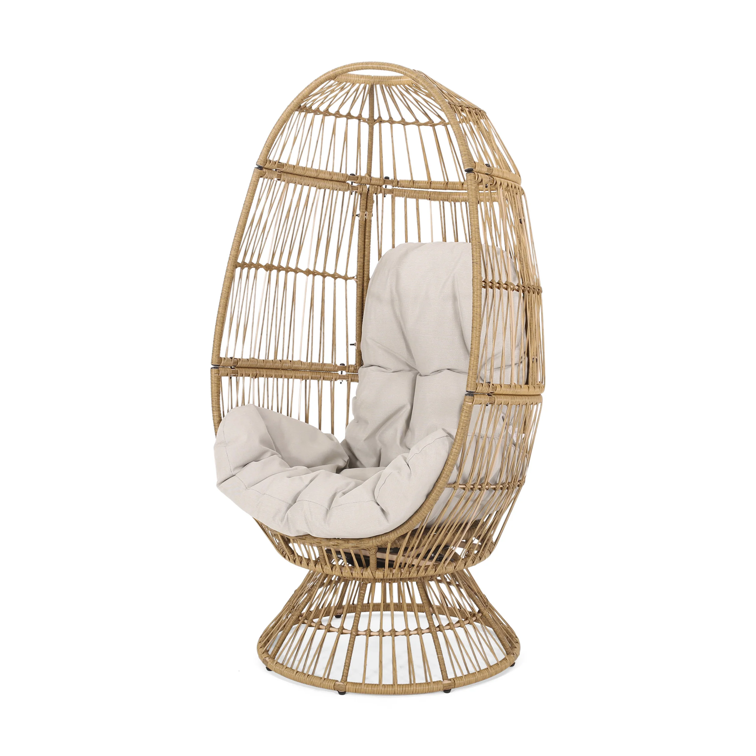 Lazulite Outdoor Egg Chair with Water-Resistant Cushion and Swivel Function