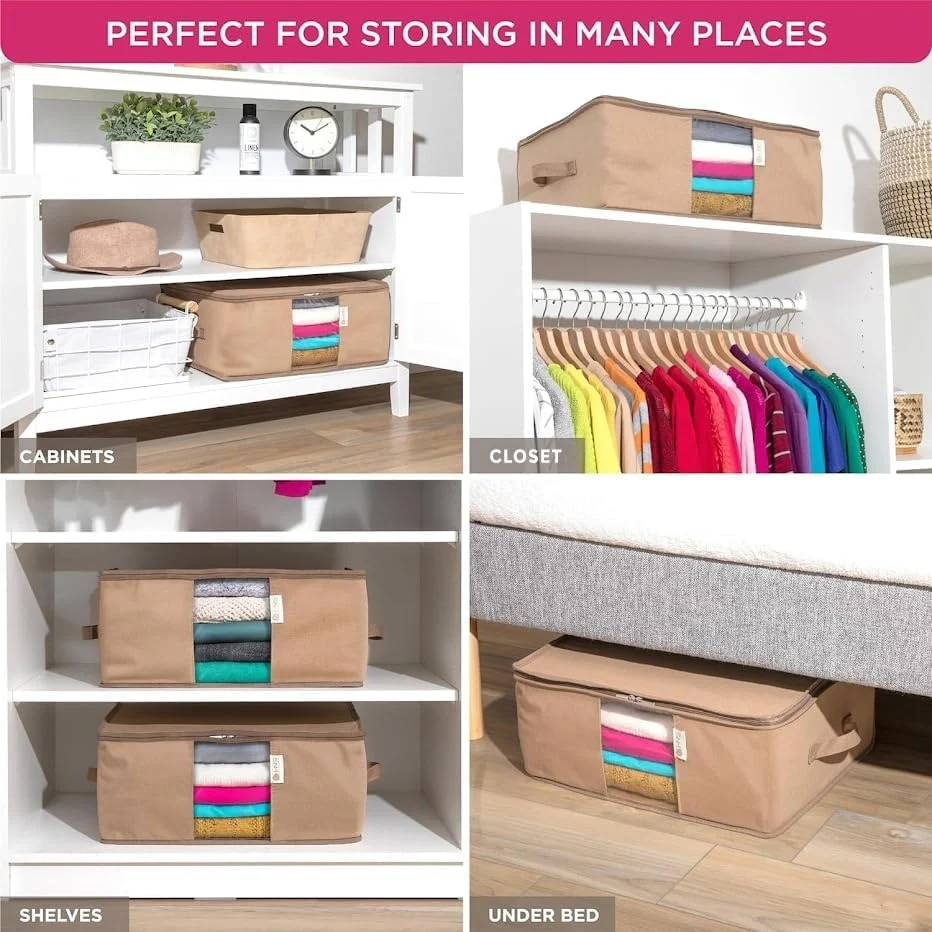 Clothes Storage Bag Organizer with Cedar Insert to Protect from Moths, Moist, Dirt, Dust etc. - Set of 2 Bags