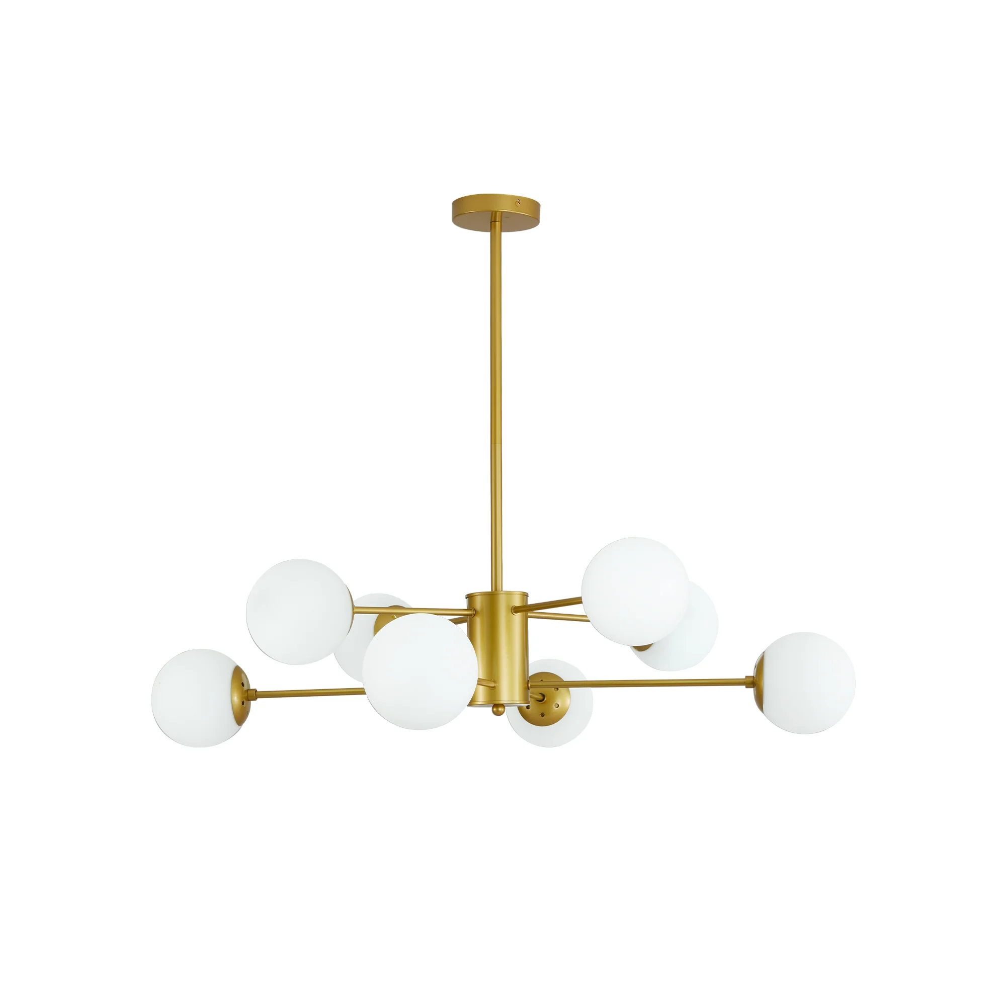 35 8-Light Chandelier with White Glass Globe Shades