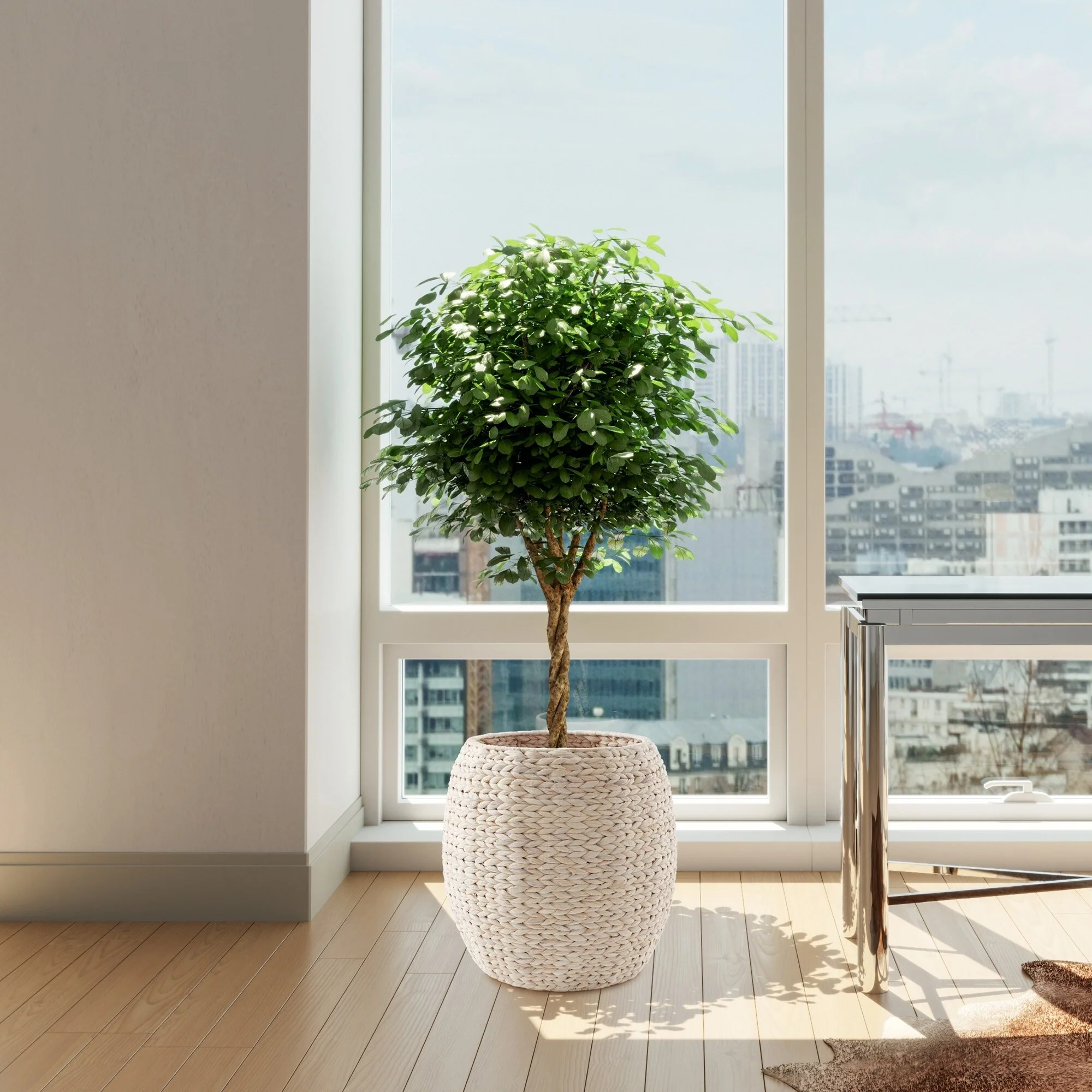 Round Water Hyacinth Storage BasketHamper with Lid