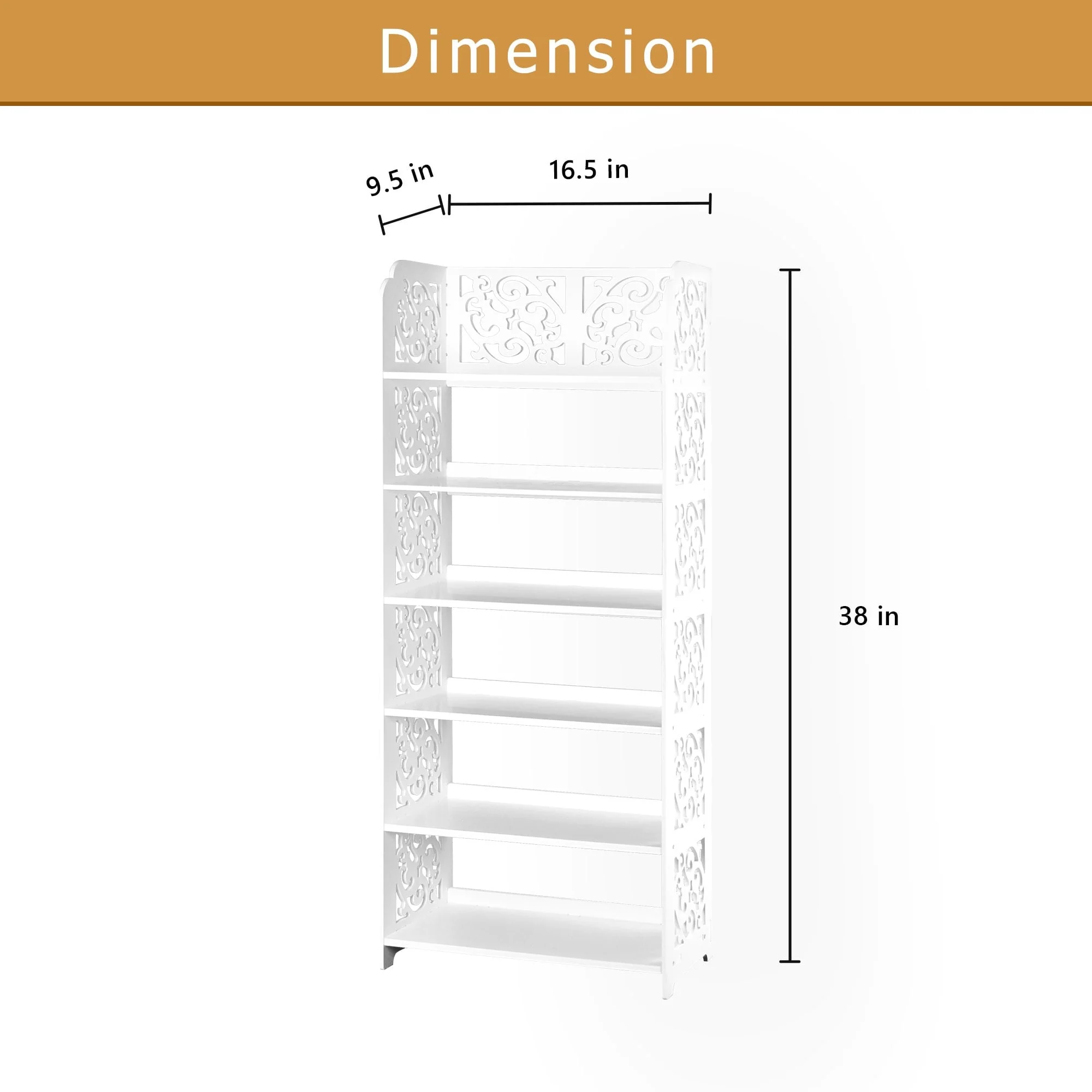 HELLO LAURA Versatile 6-Tier Wood-Plastic Shoe Rack Shoes Tower 18 Of Pairs Of Shoe White Finish