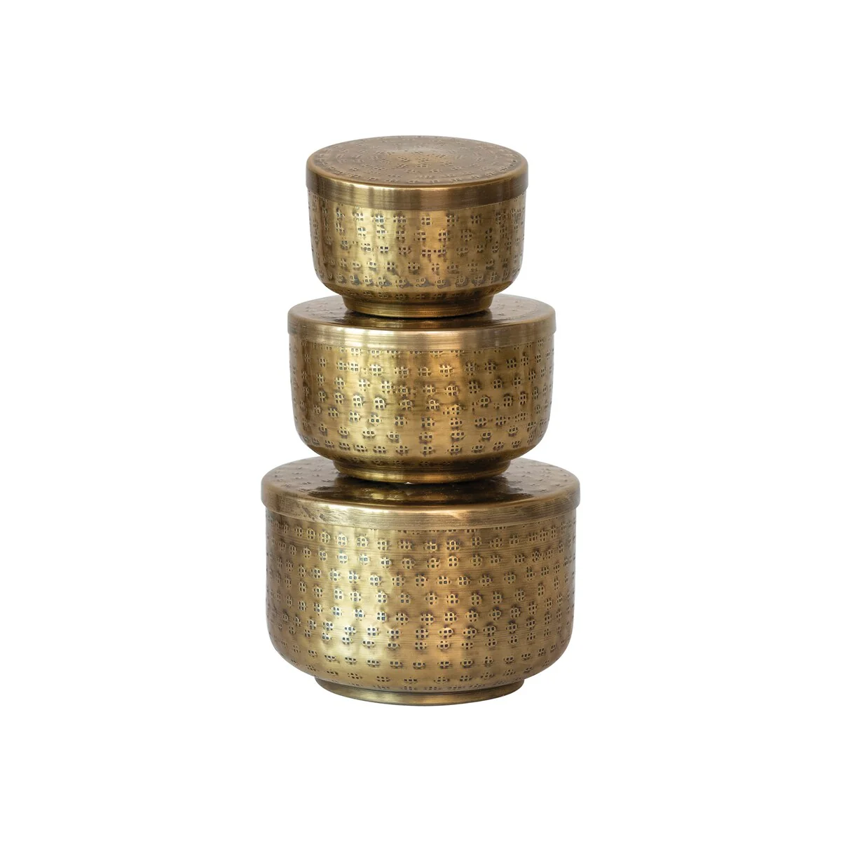 Hammered Debossed Aluminum Containers, Set of 3 - 6.0