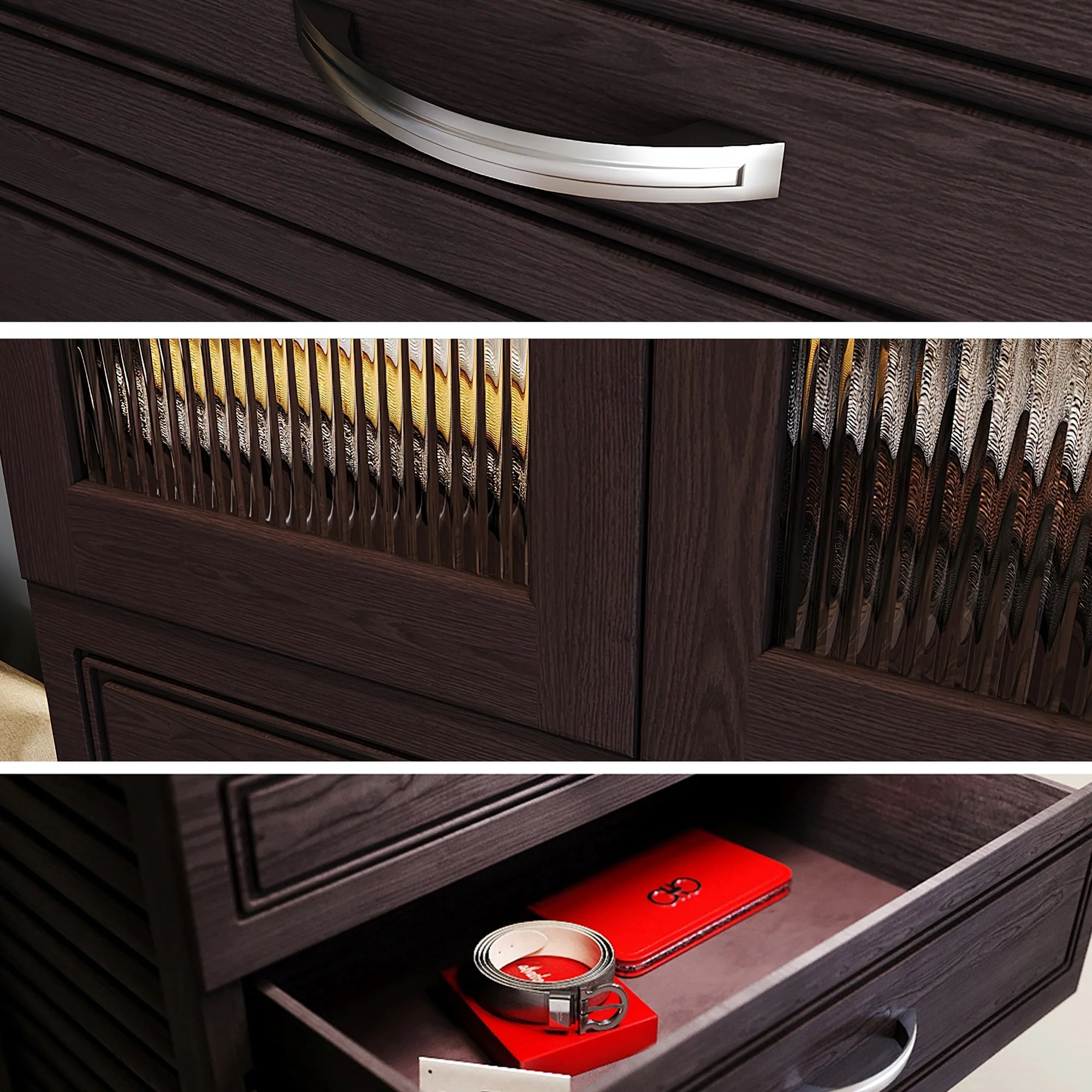 John Louis Home Solid Wood Reach-In Closet System with 5-Drawers and Doors Espresso