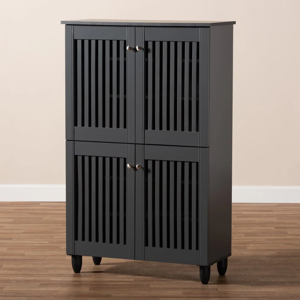 Contemporary Dark Grey Shoe Storage Cabinet