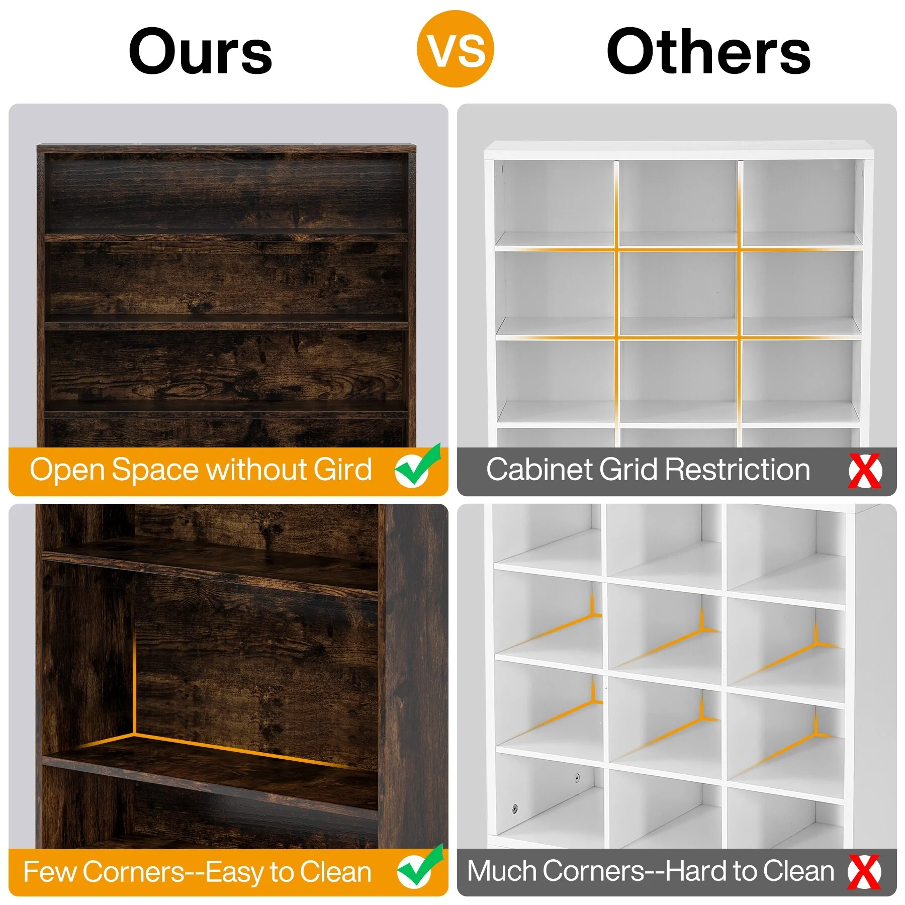 9 Tiers 40-45 Pairs Heavy Duty Wood Freestanding Shoe Storage Cabinet