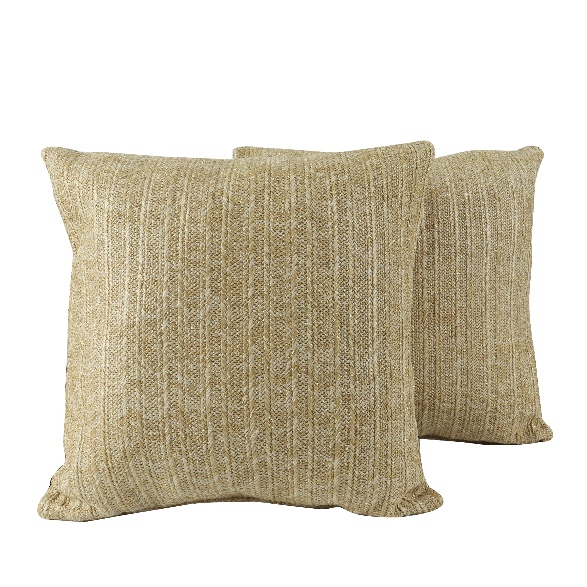 Natural Woven Outdoor Square Pillows, Set of 2