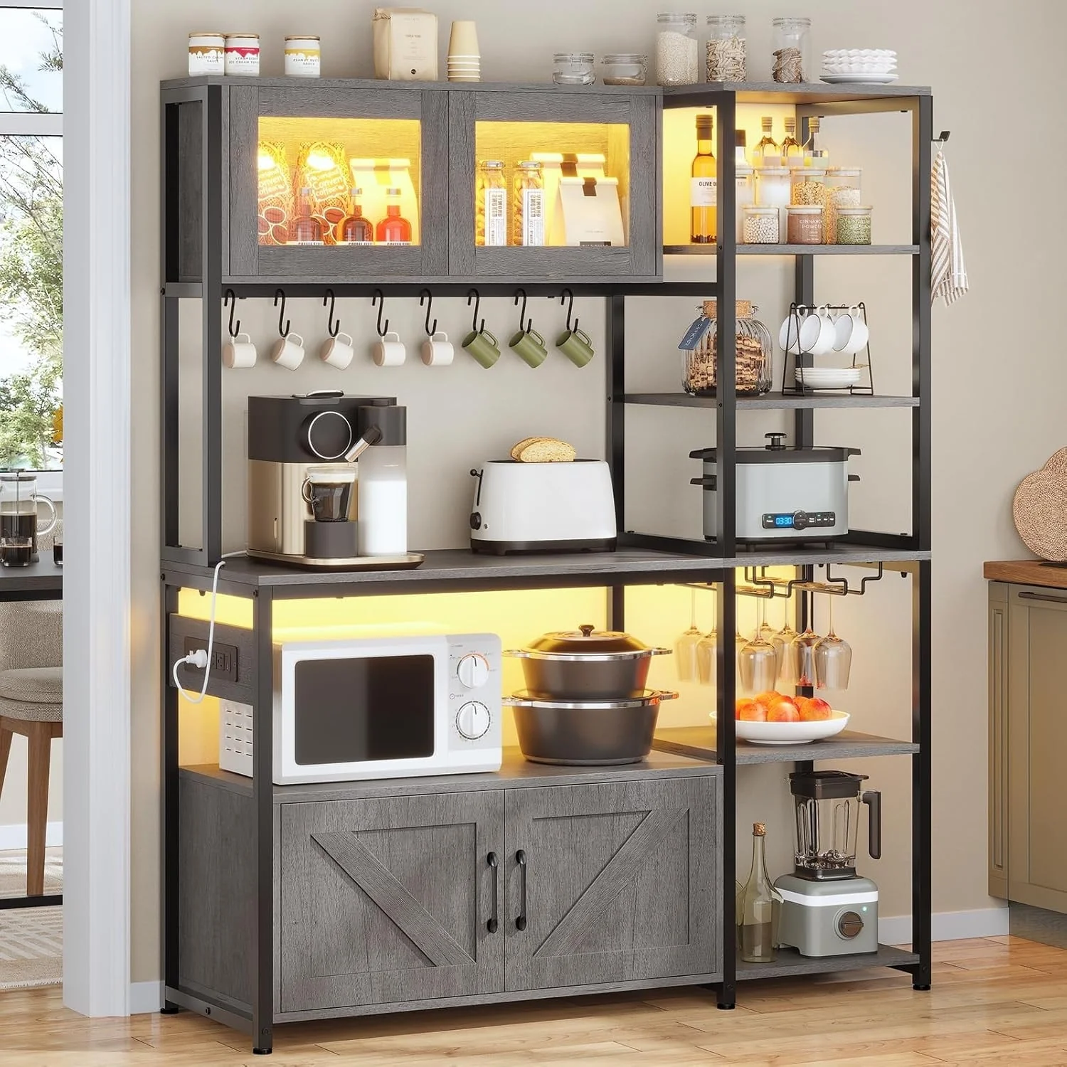 Bakers Rack for Kitchen with Storage Coffee Bar Cabinet